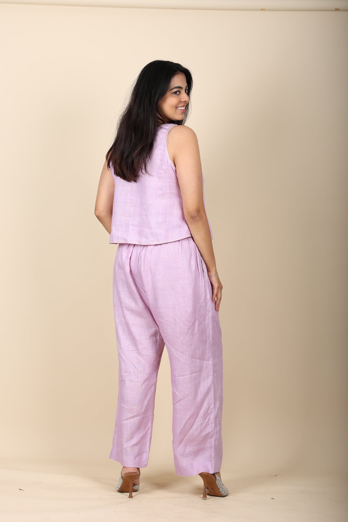 Mauve Linen Coord Set for Women