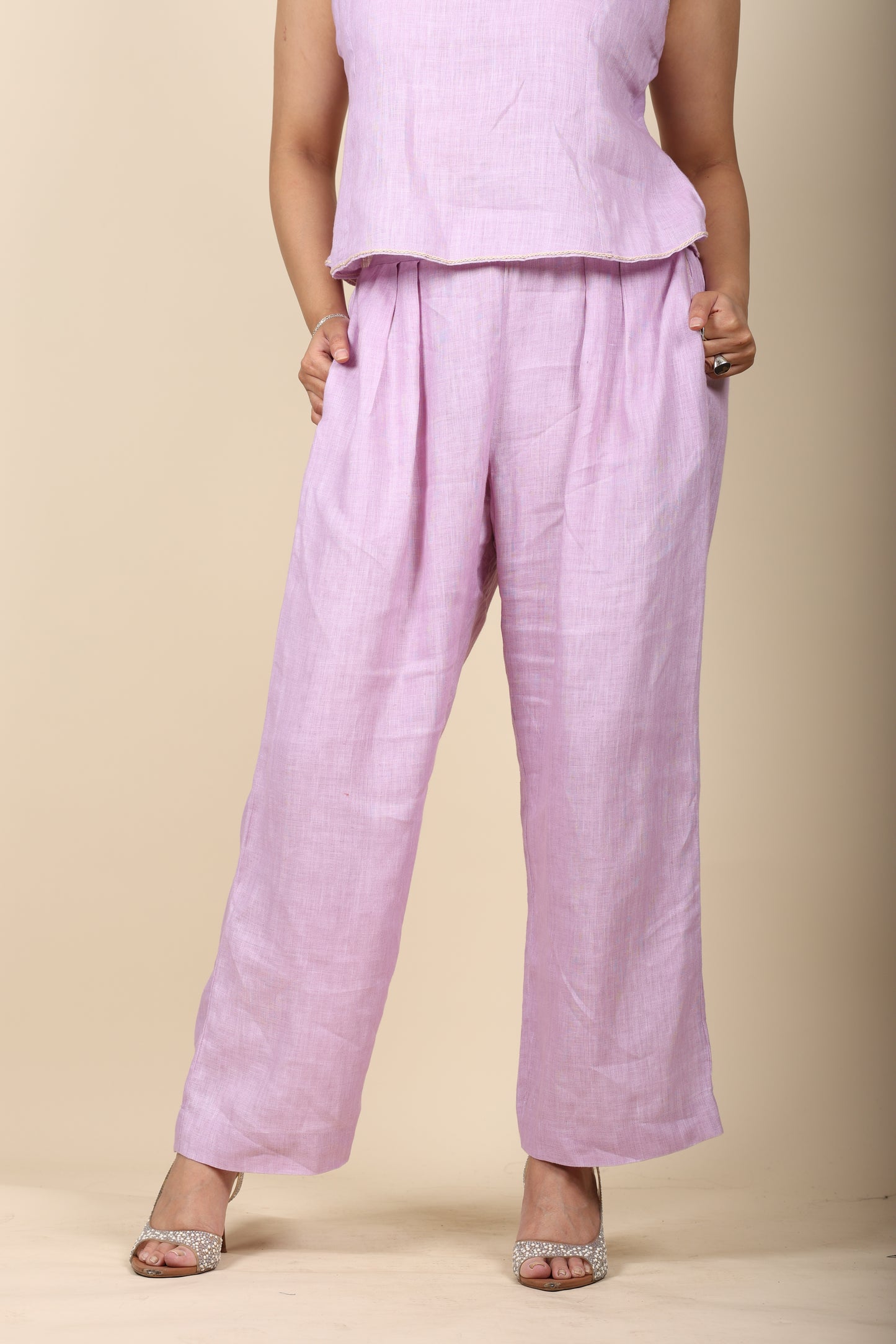 Mauve Linen Coord Set for Women