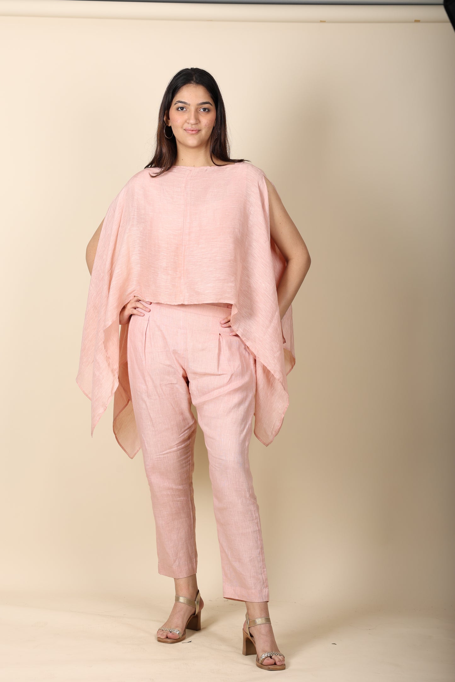 Pink Linen Coord Set – Kaftan Style Top with Pants