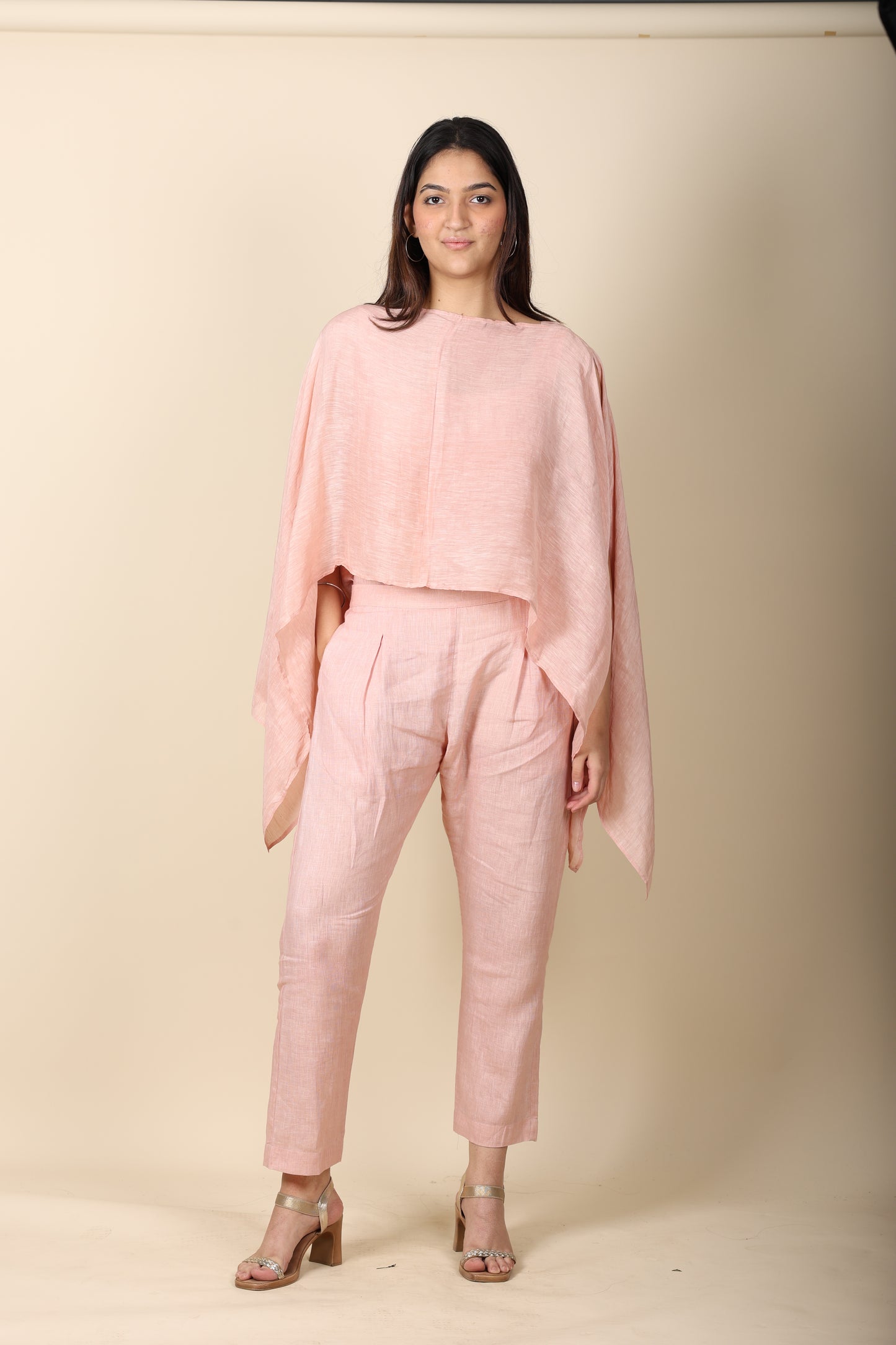 Pink Linen Coord Set – Kaftan Style Top with Pants