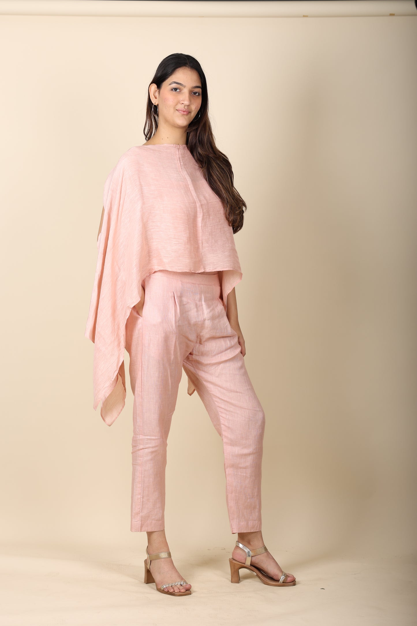 Pink Linen Coord Set – Kaftan Style Top with Pants