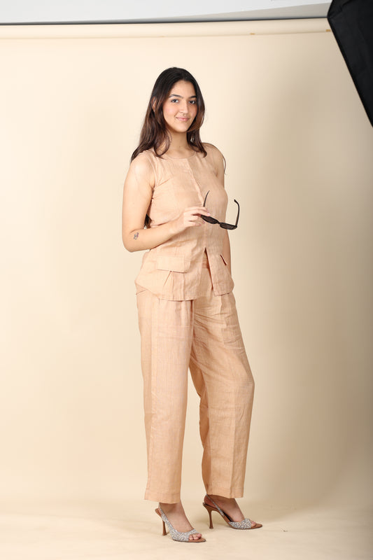 Linen Co-ord Set | Sleeveless Top & Straight Pants