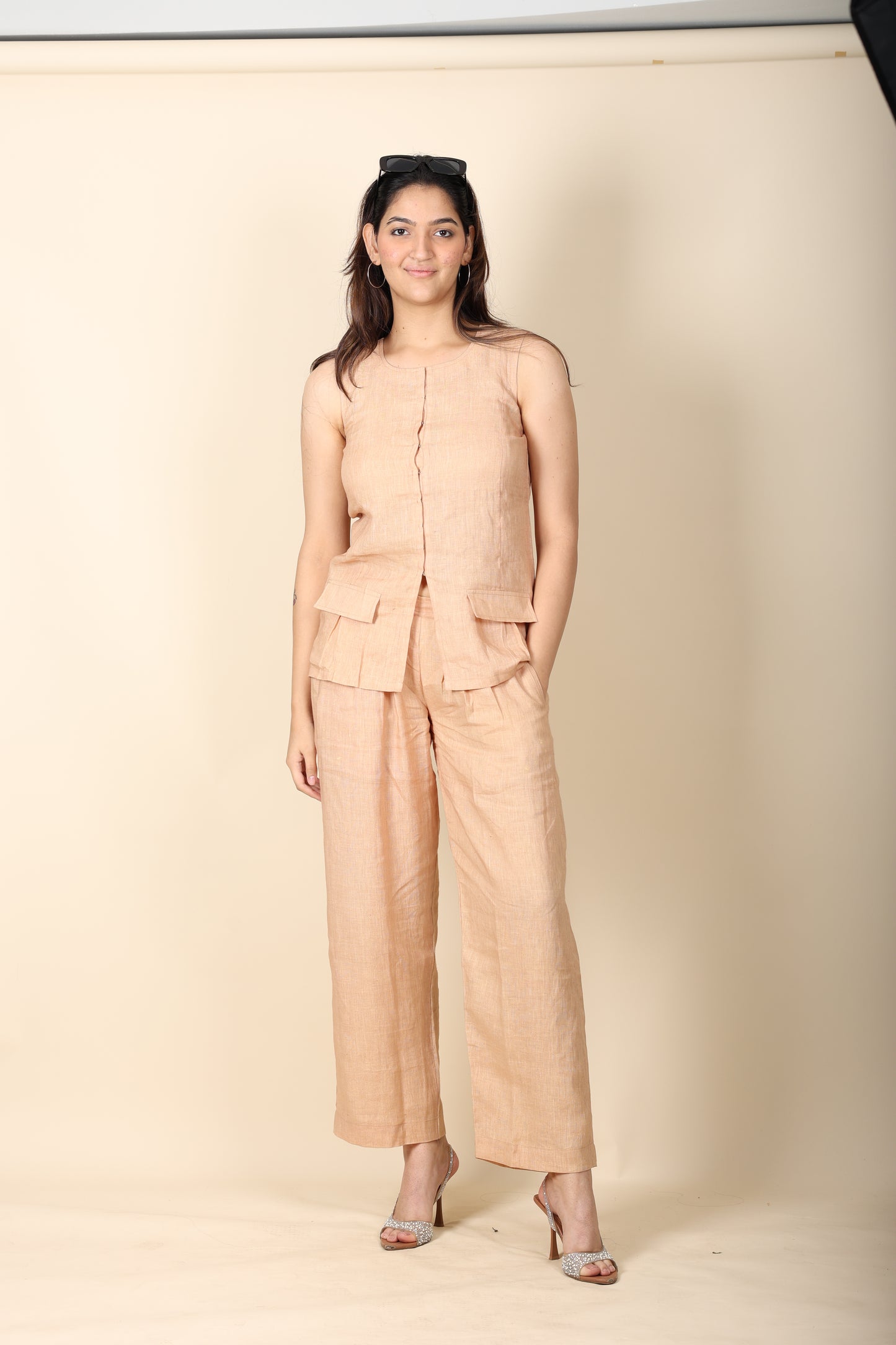 Linen Co-ord Set | Sleeveless Top & Straight Pants