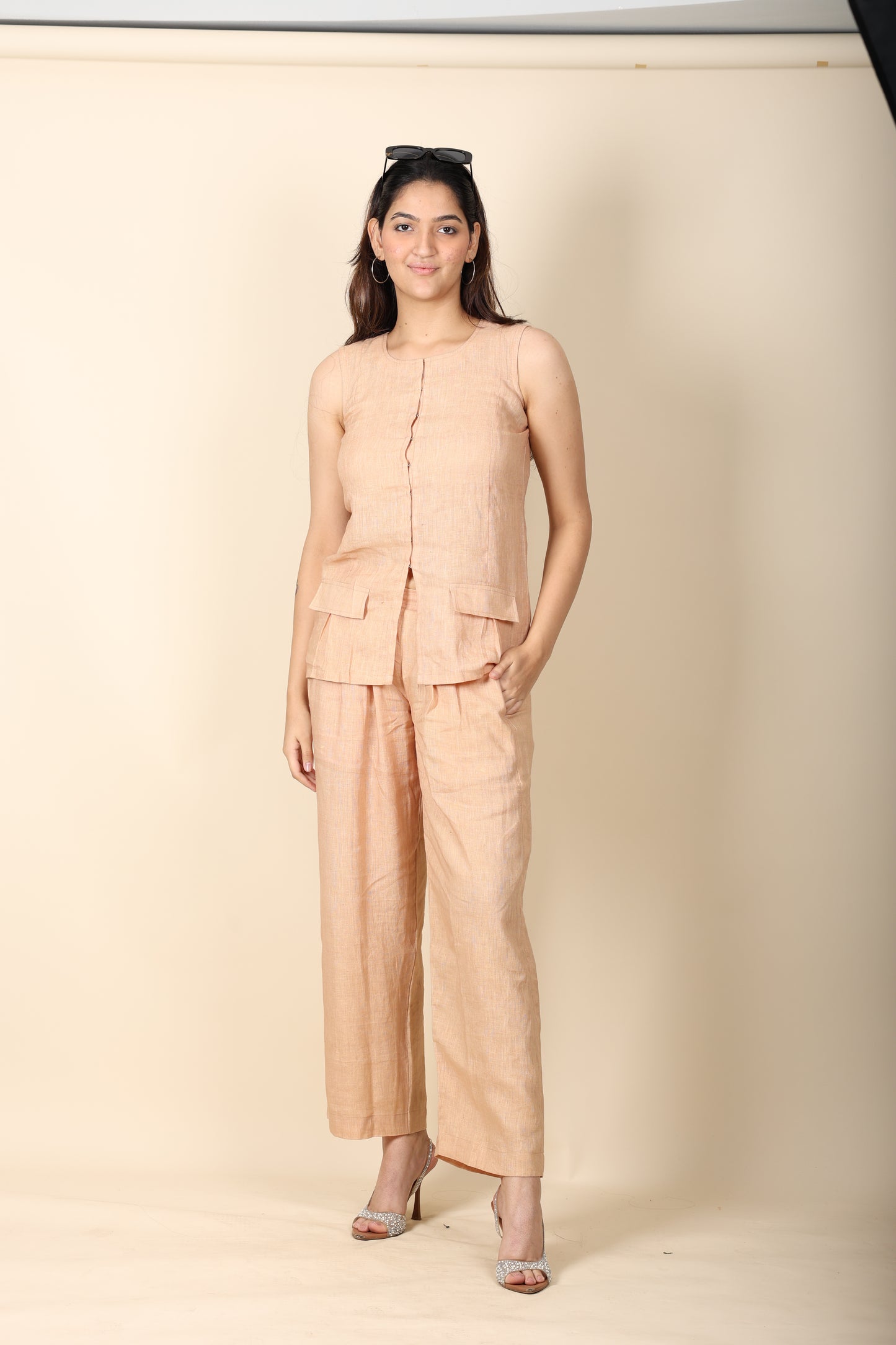Linen Co-ord Set | Sleeveless Top & Straight Pants