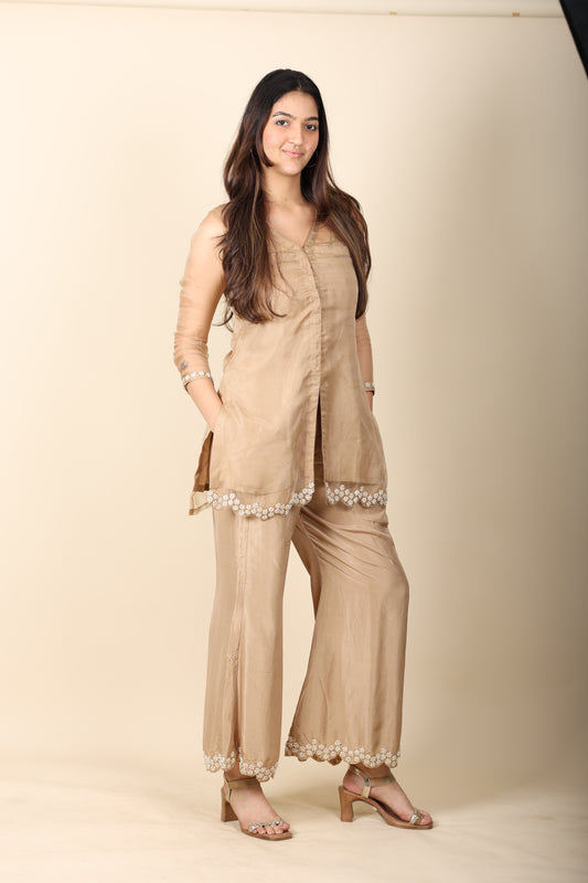 Zardosi Organza Satin Co-ord Set