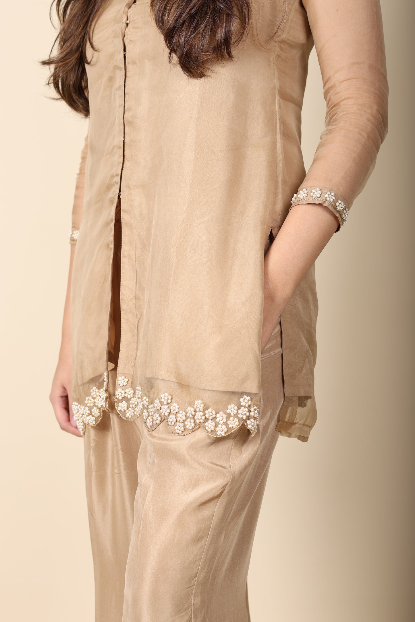 Zardosi Organza Satin Co-ord Set