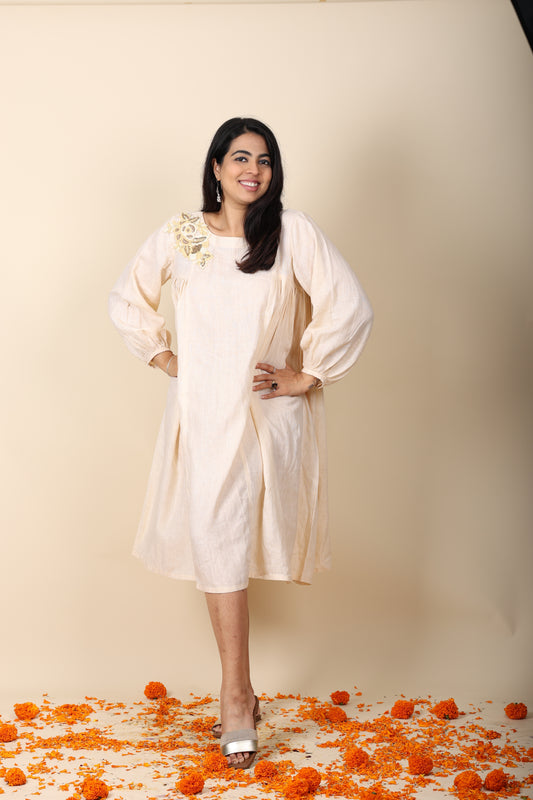 Women’s Linen Dress with Zardosi