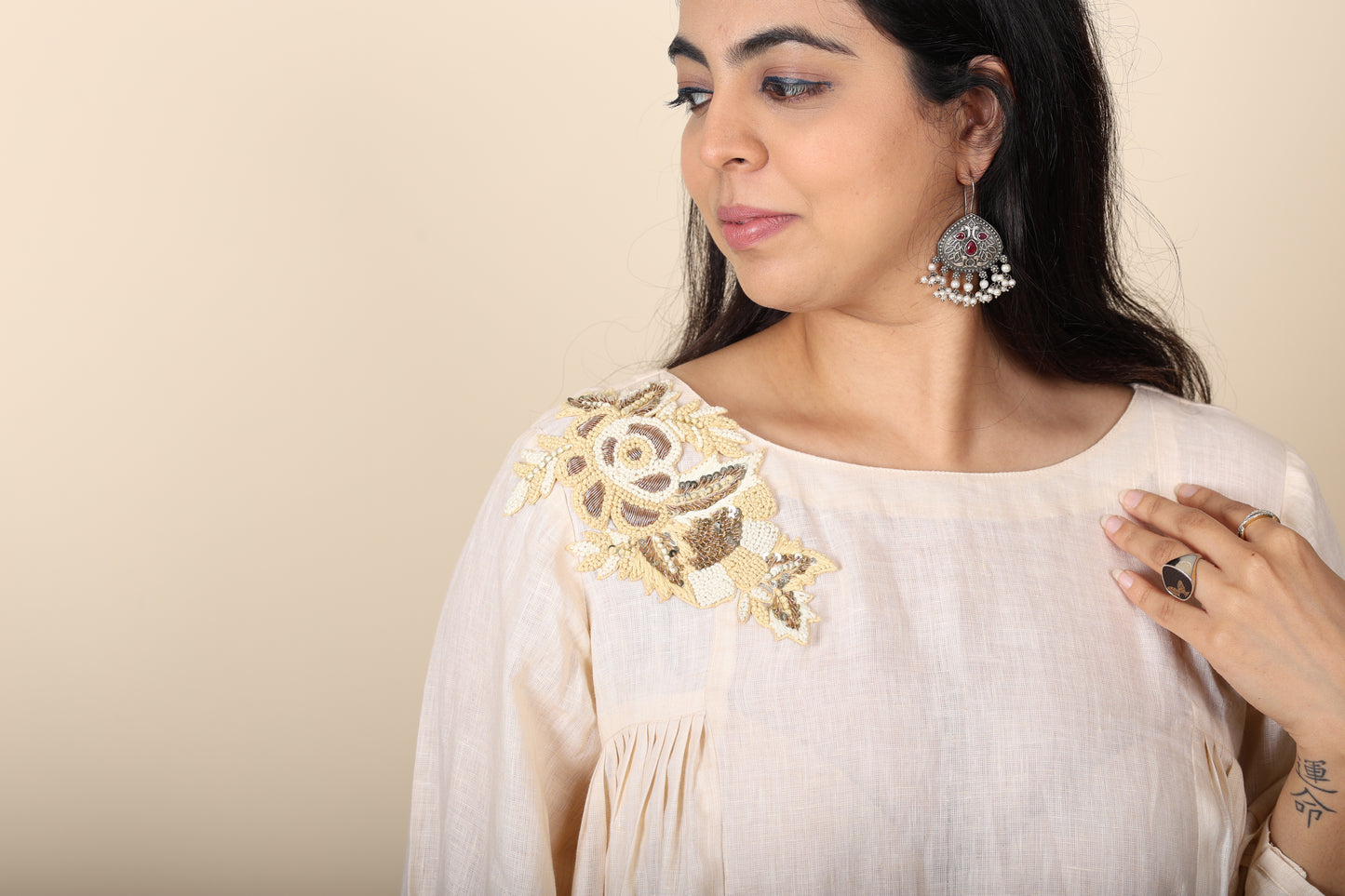 Women’s Linen Dress with Zardosi