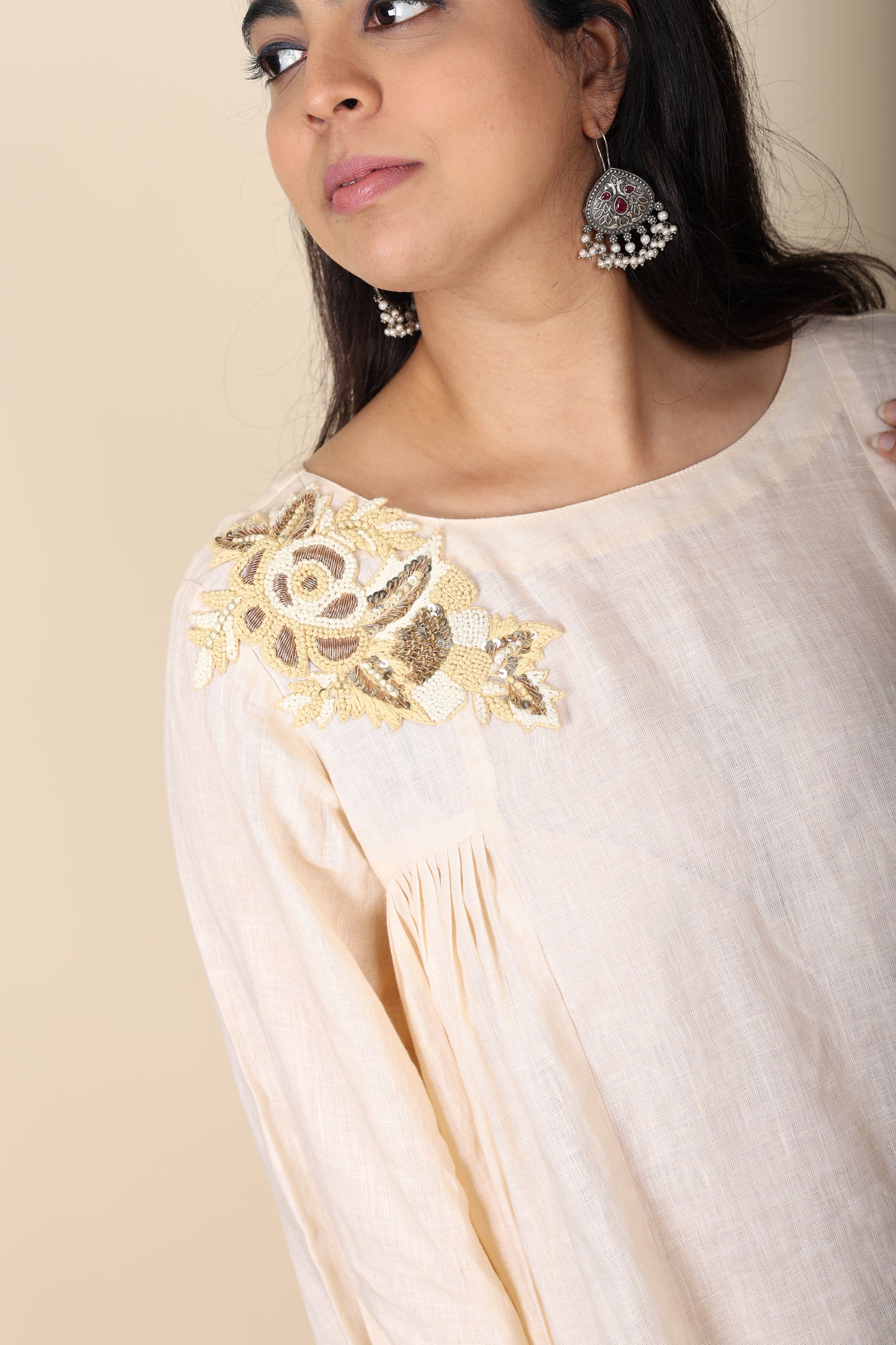 Women’s Linen Dress with Zardosi