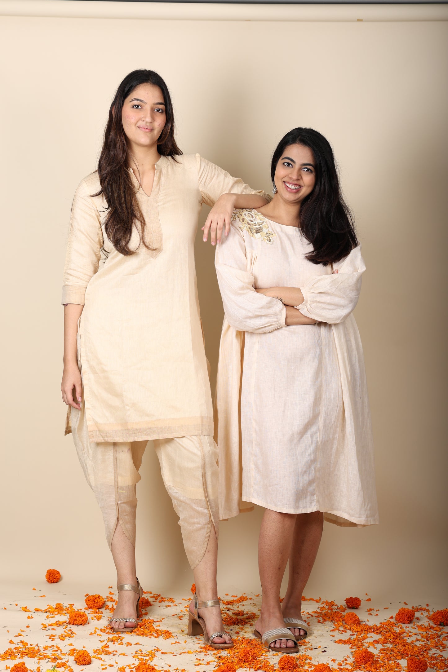 Women’s Linen Dress with Zardosi