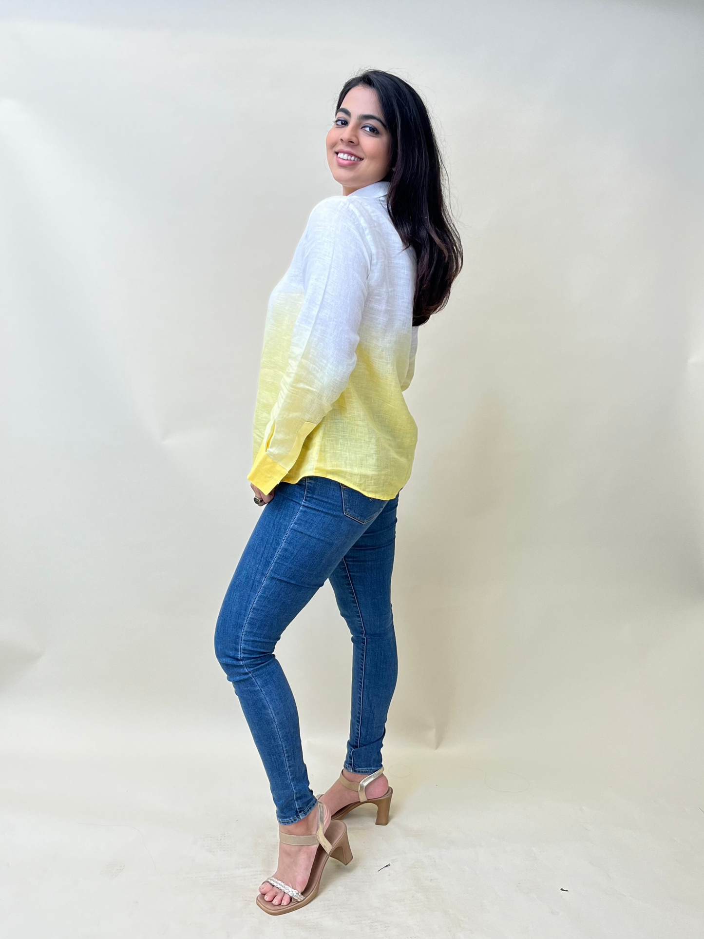 Yellow Ombre Pure Linen Shirt