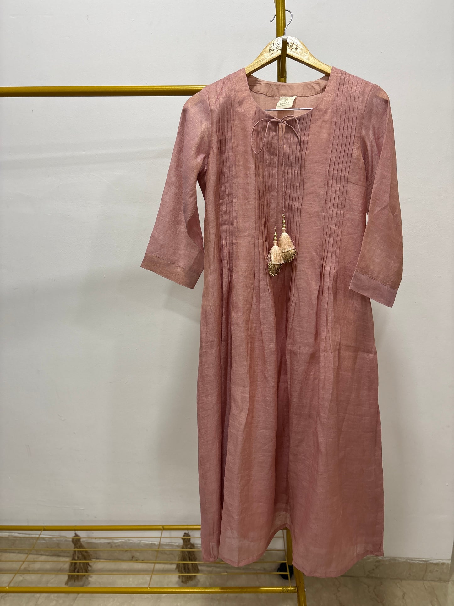 Blue dori tie kurti set