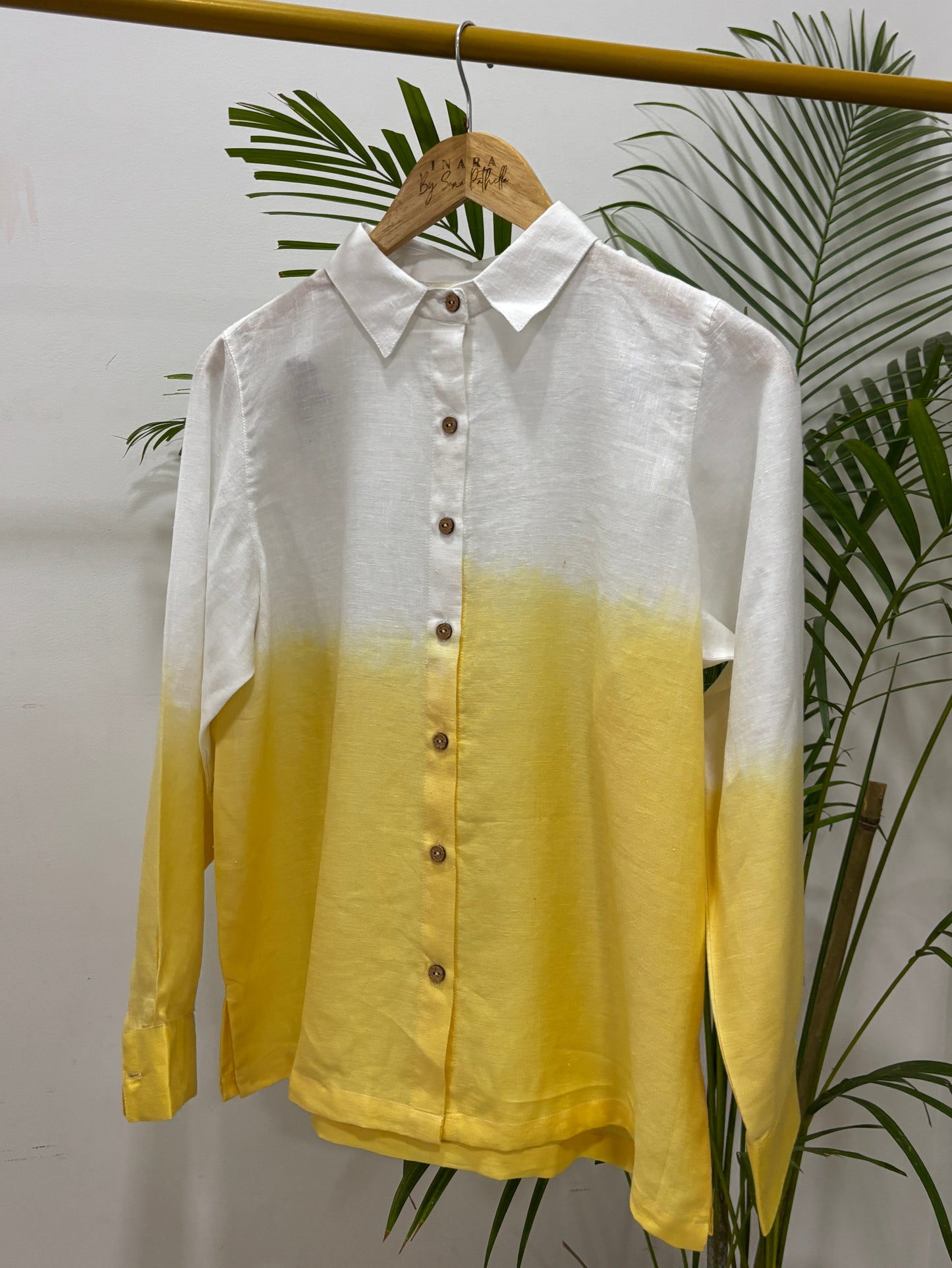 Yellow Ombre Pure Linen Shirt