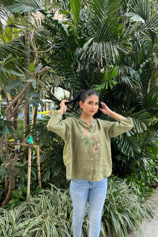 Hemp & Cotton top with embroidery