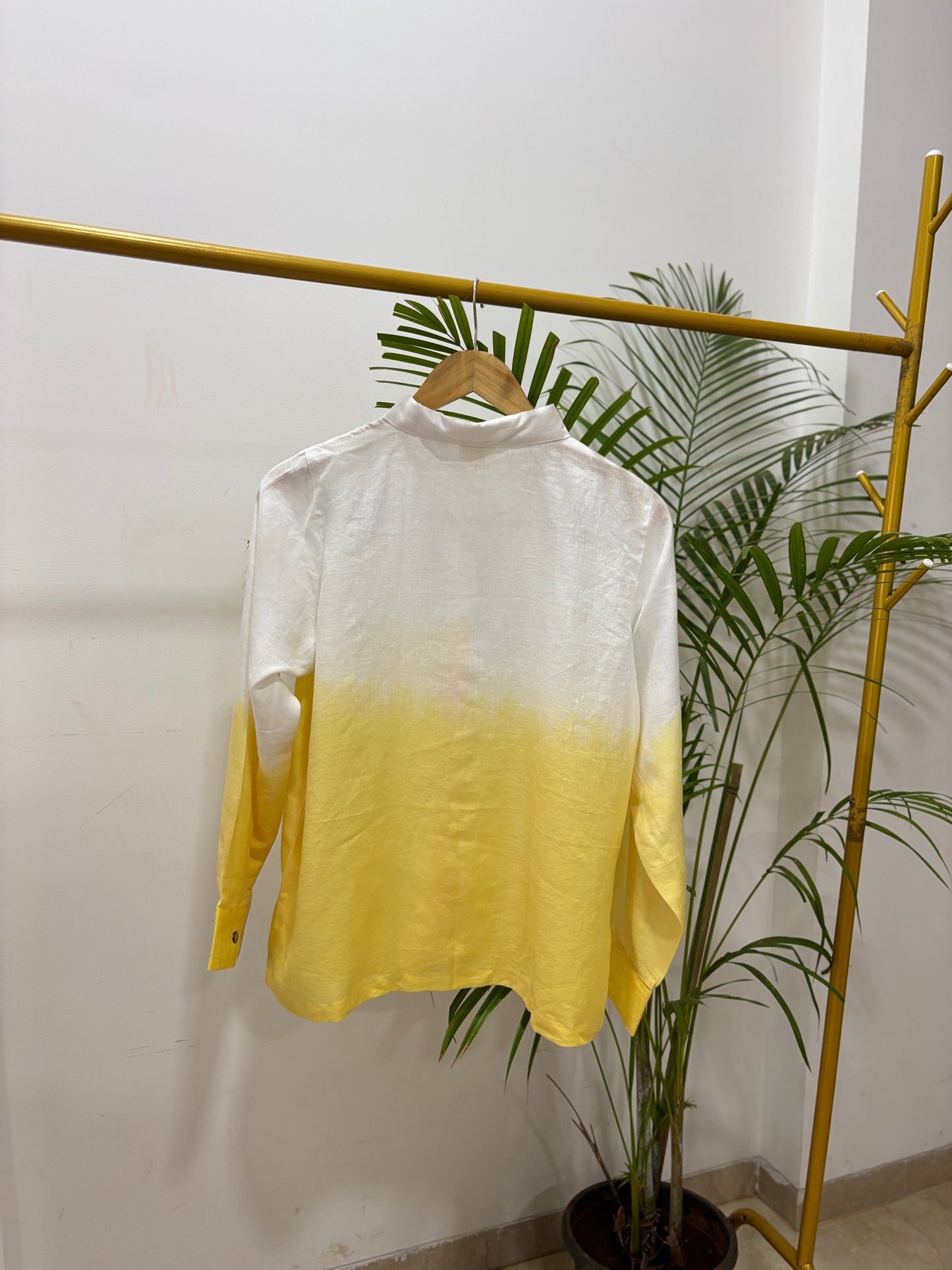 Yellow Ombre Pure Linen Shirt
