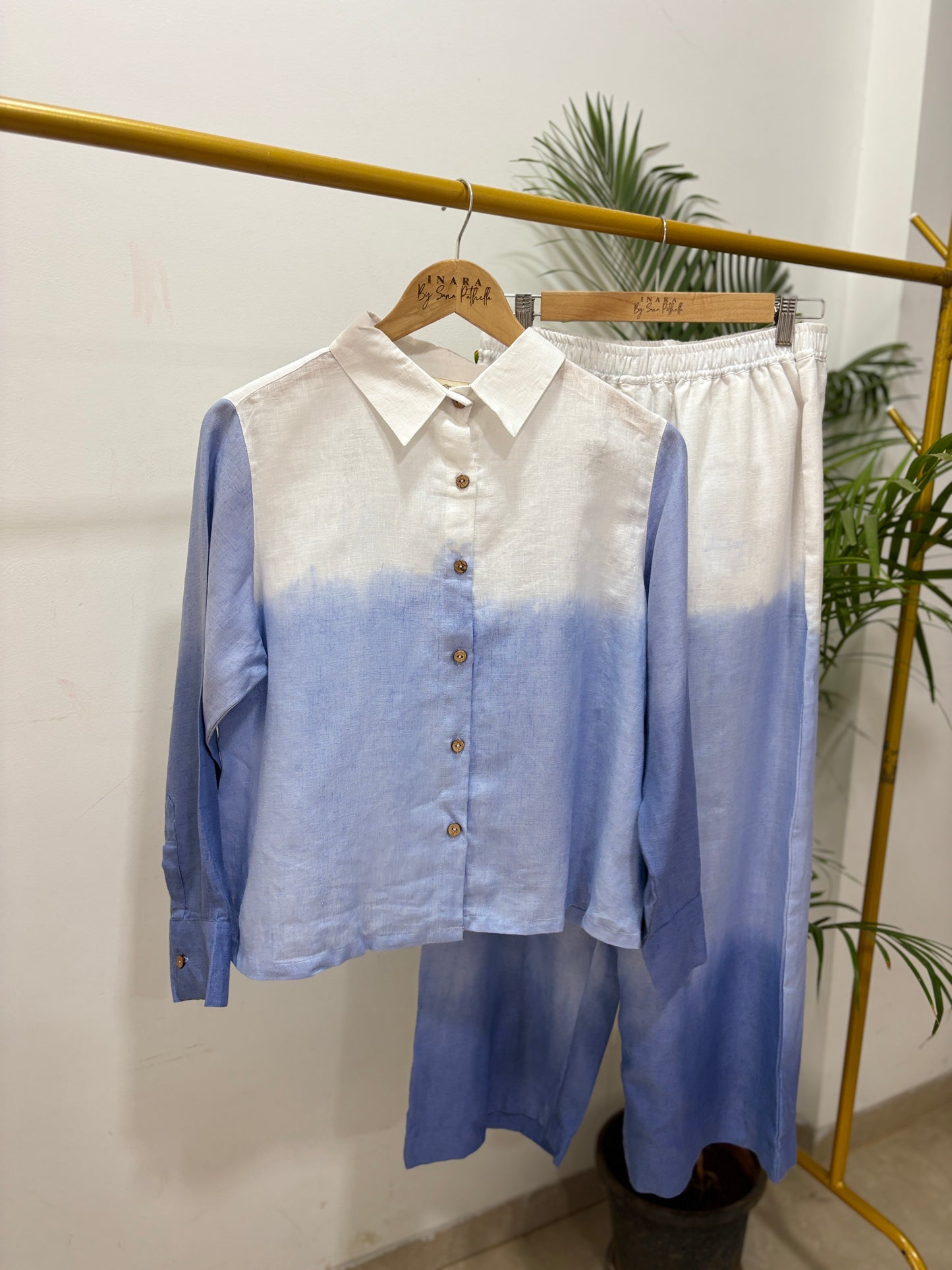 Blue Ombre Linen Co-ord Set