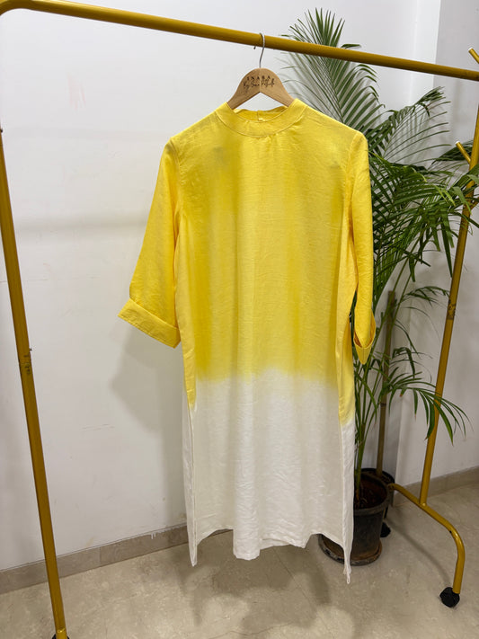 Yellow Ombre Organic Linen Kurti with Natural Dyes
