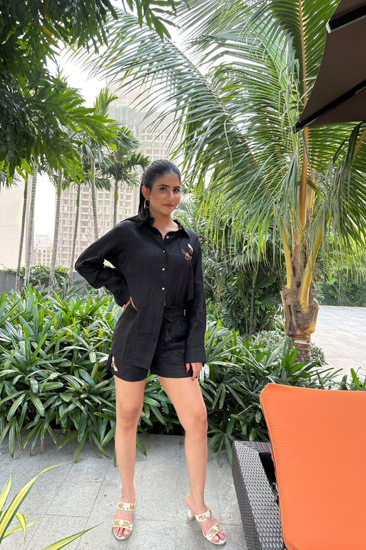 All Things Black 100% Linen Co-ord Set for Summer