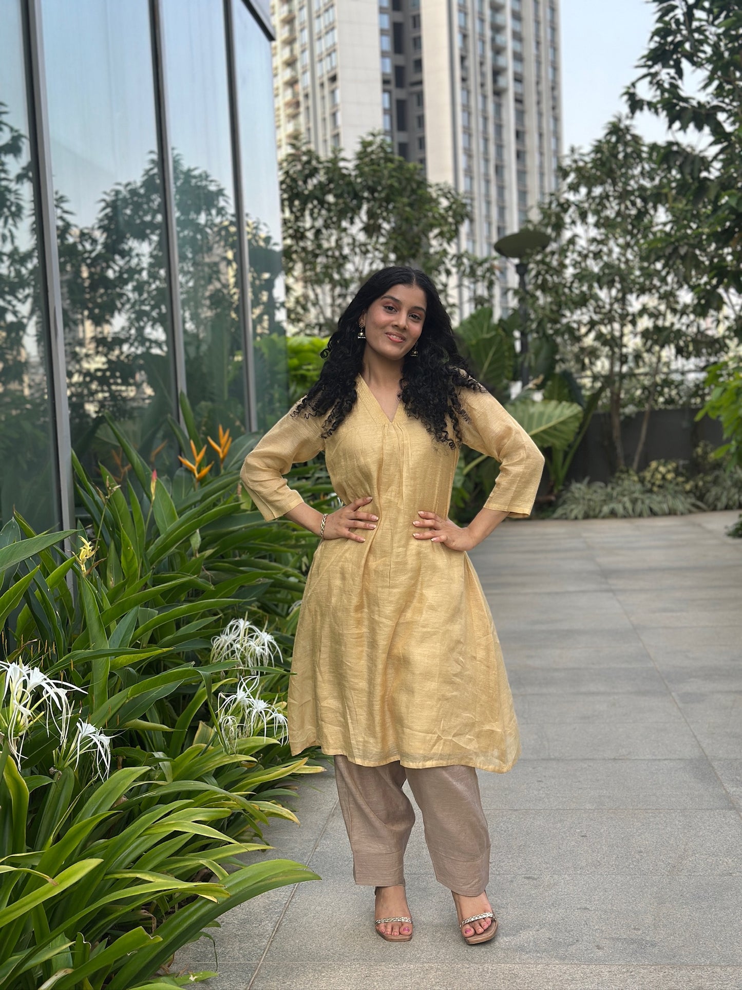 Yellow Kurti and Pant Co-ord Set