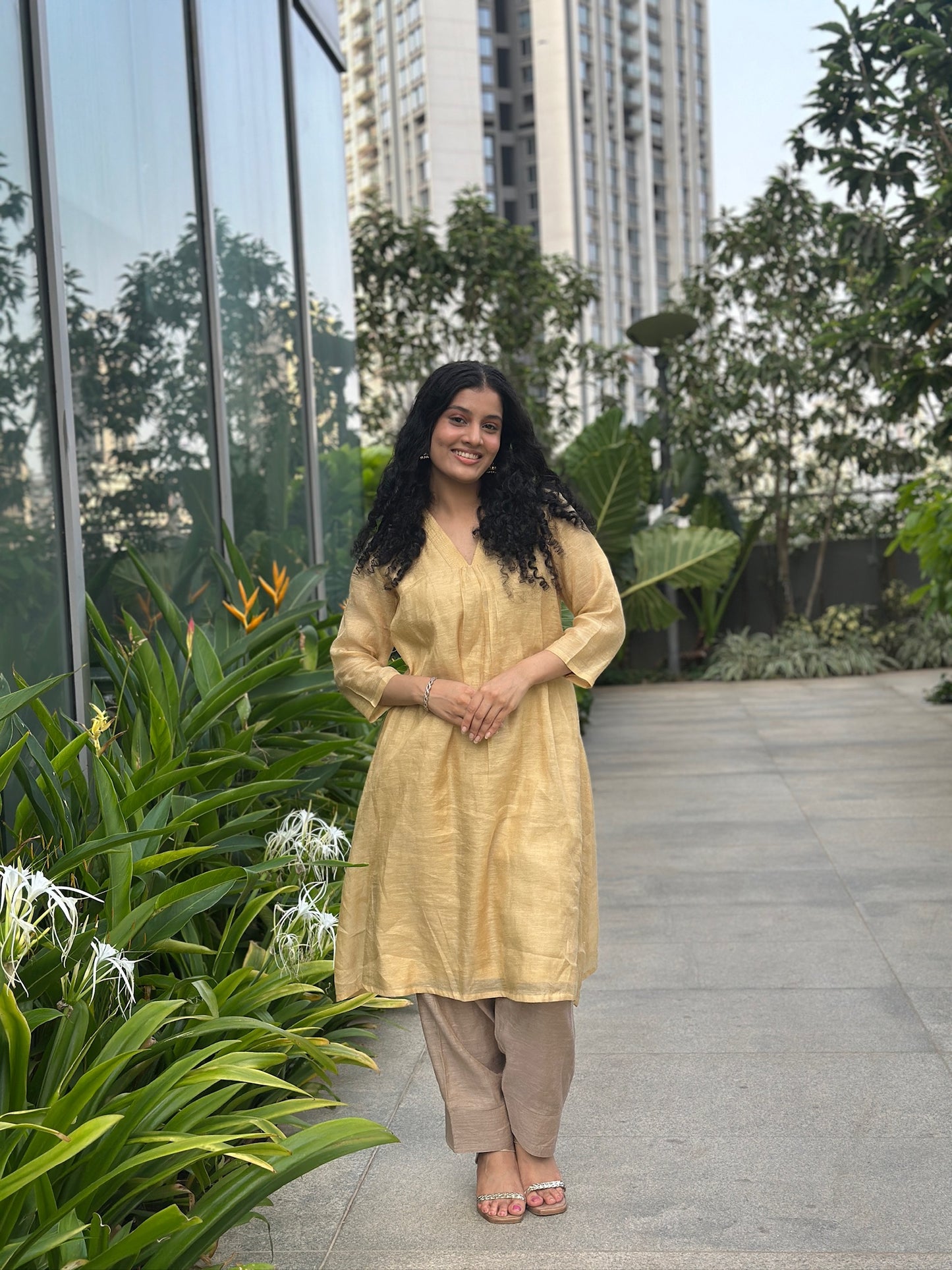 Yellow Kurti and Pant Co-ord Set