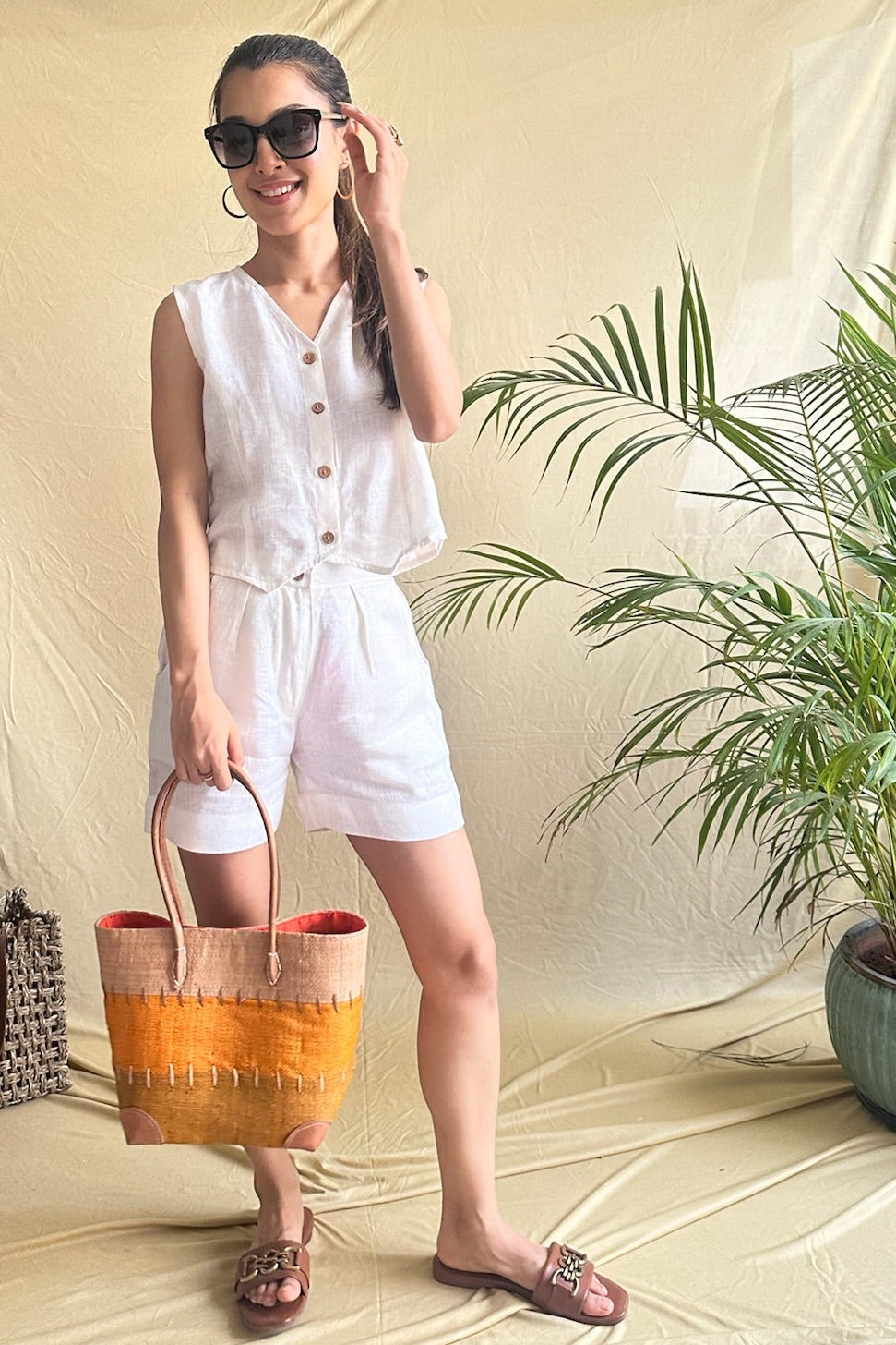 Linen Vest and Shorts Co-ord Set