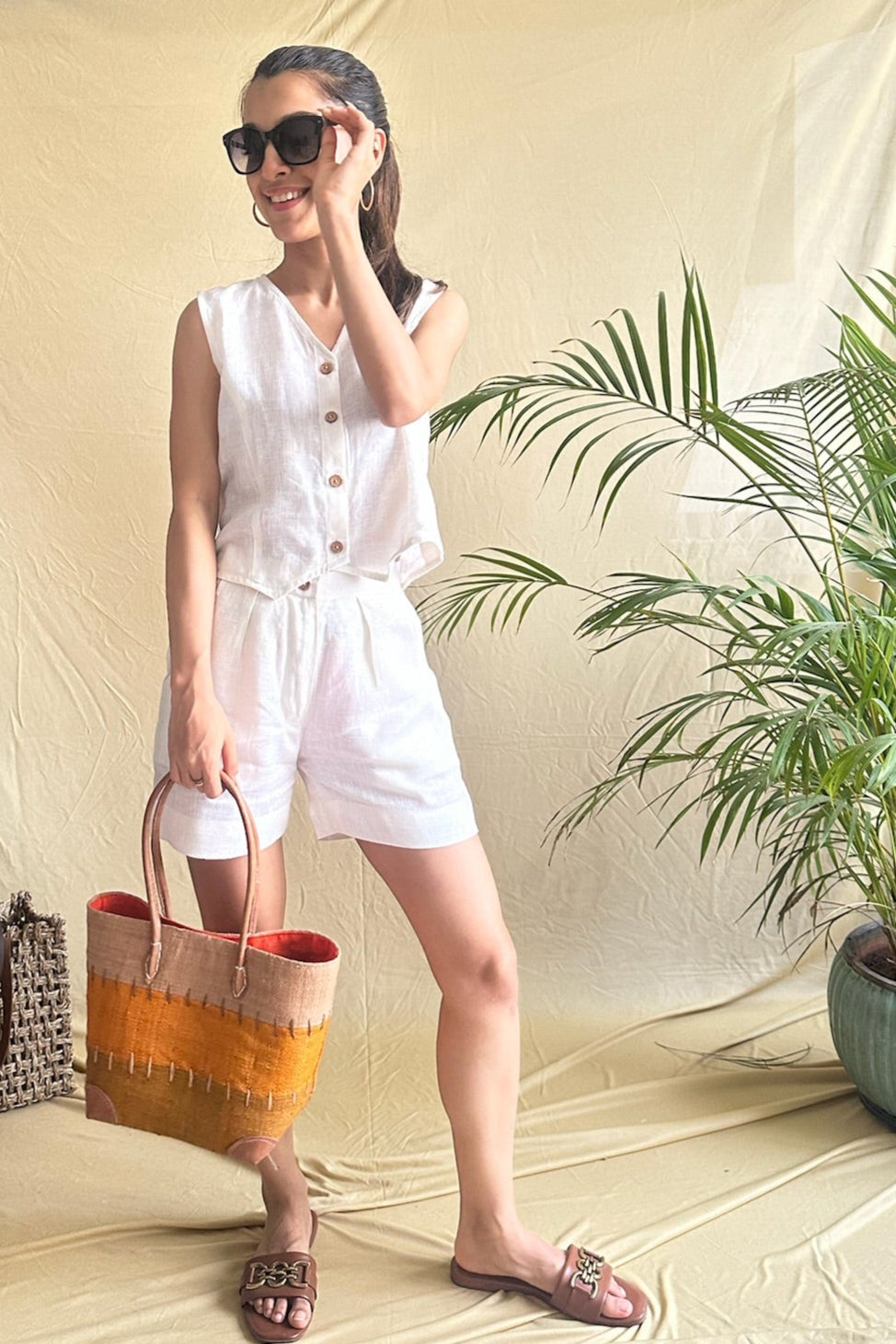 Linen Vest and Shorts Co-ord Set