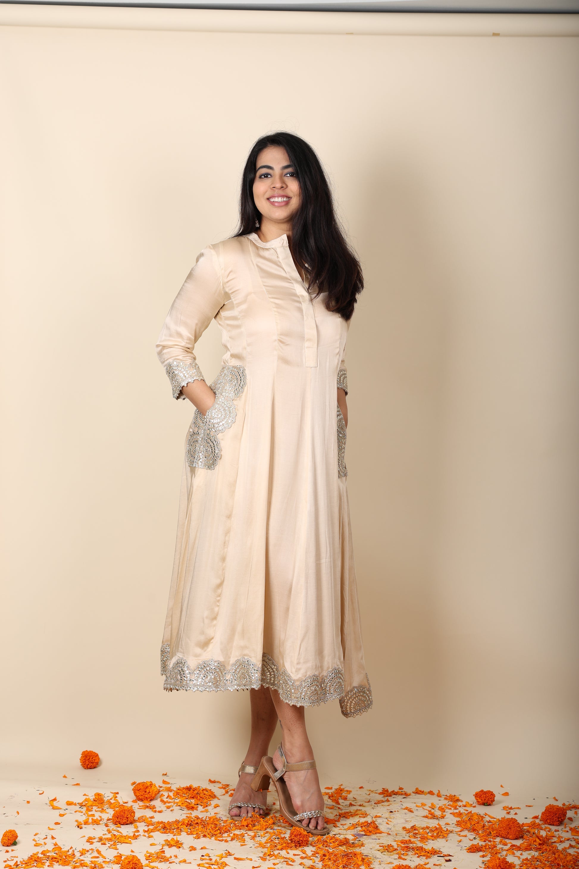 Mul Dress with Gota Work