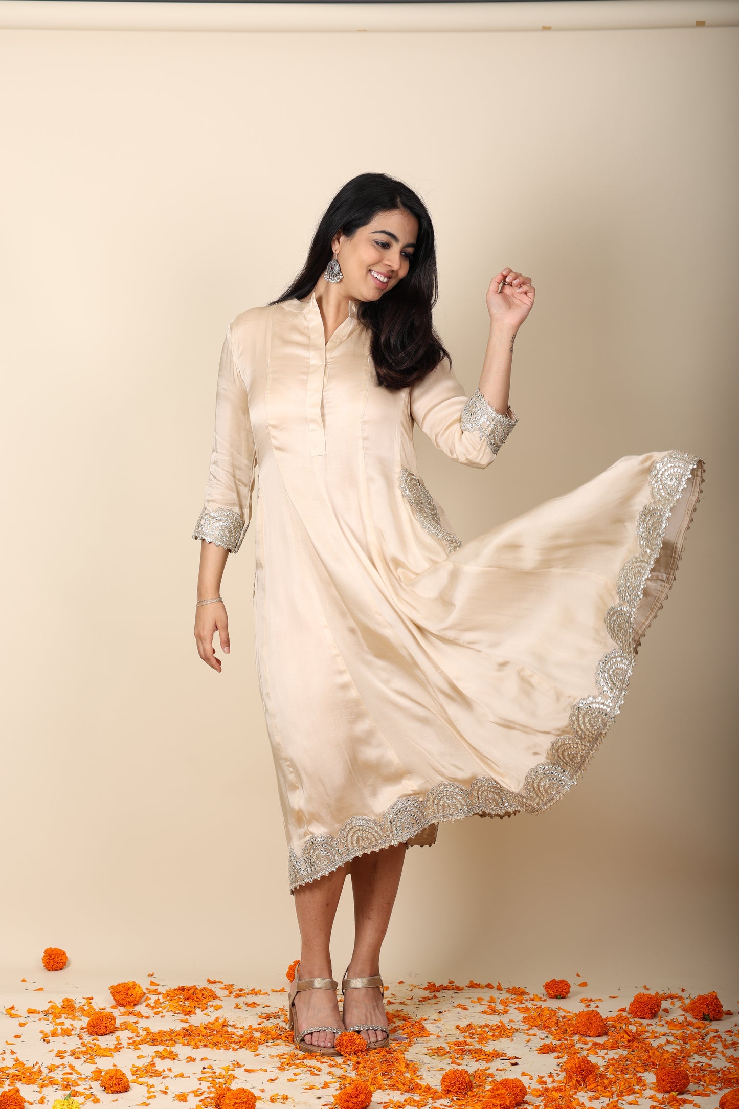 Mul Dress with Gota Work
