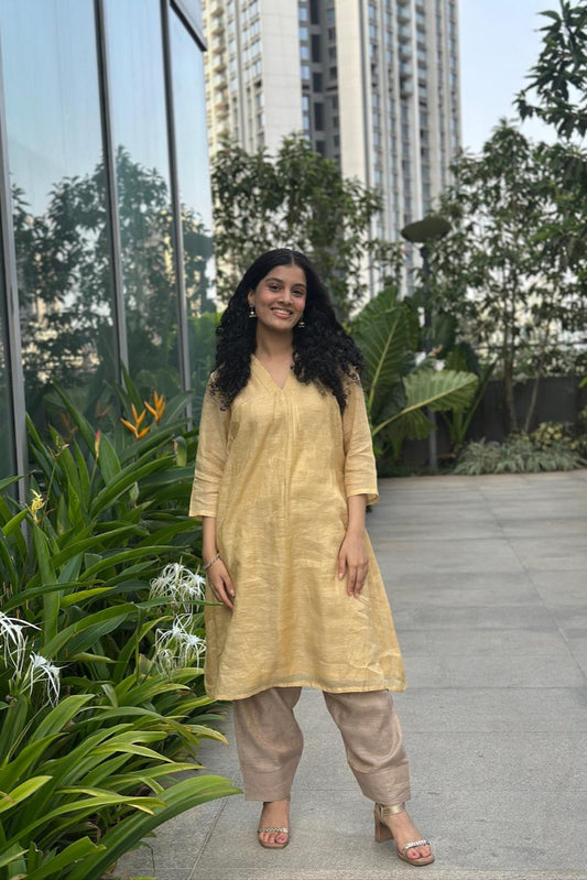Yellow Kurti and Pant Co-ord Set