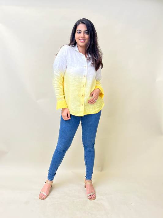 Yellow Ombre Pure Linen Shirt