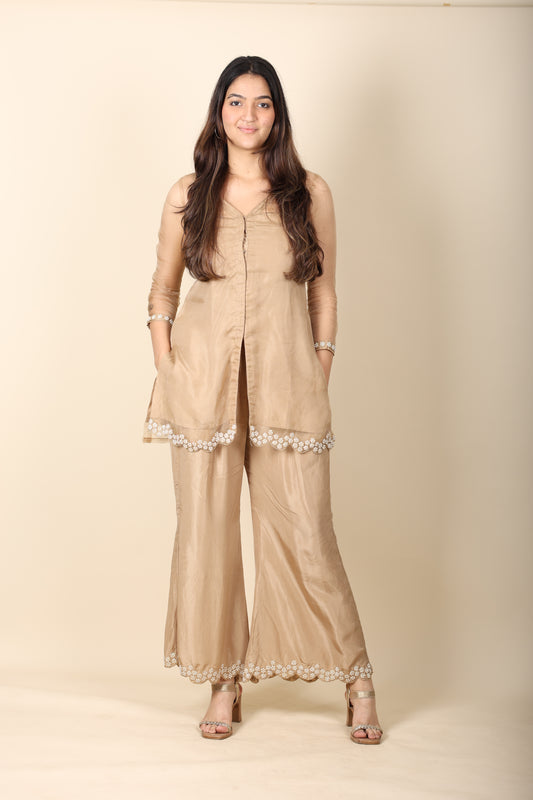 Zardosi Organza Satin Co-ord Set