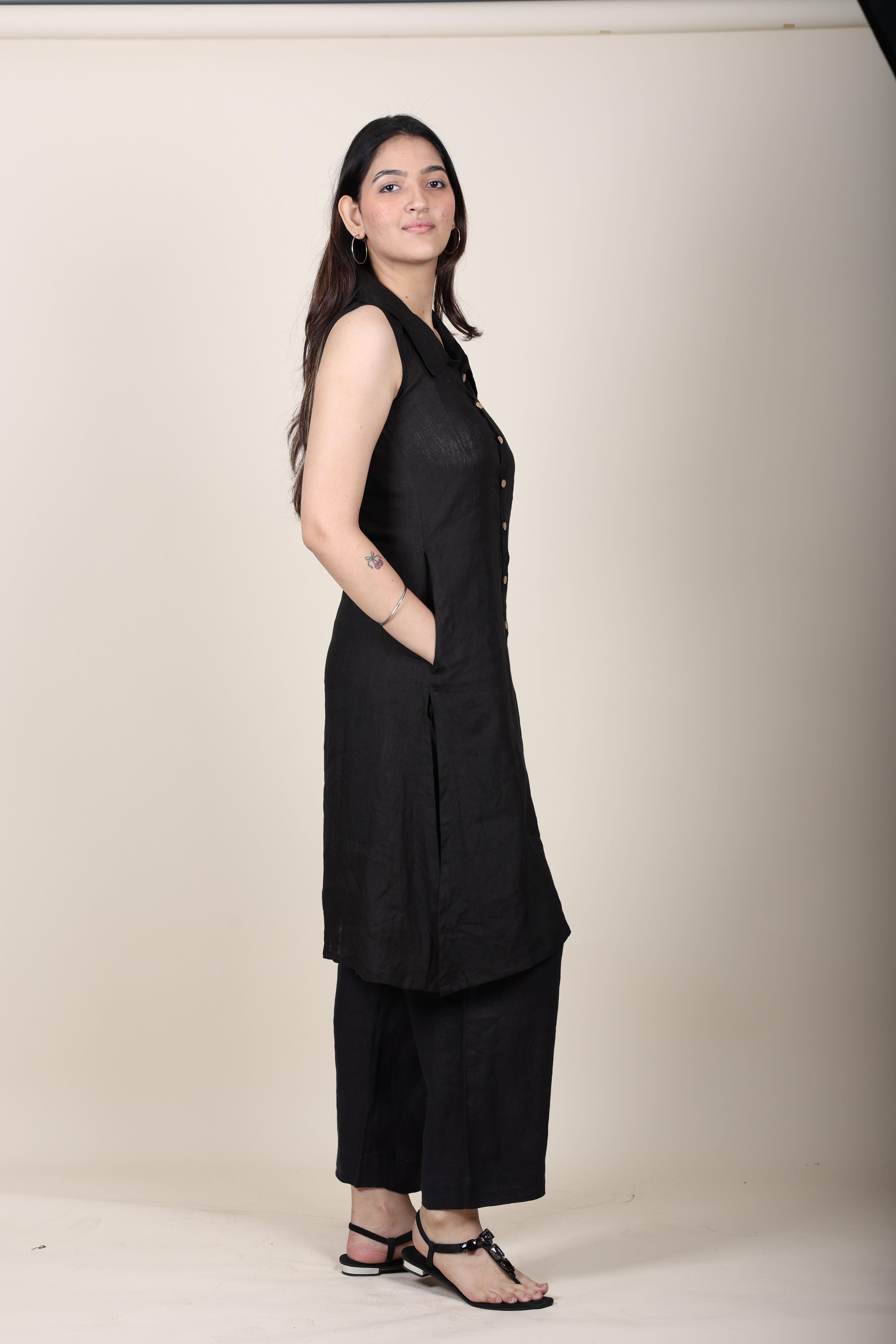 Linen kurta and pant coord