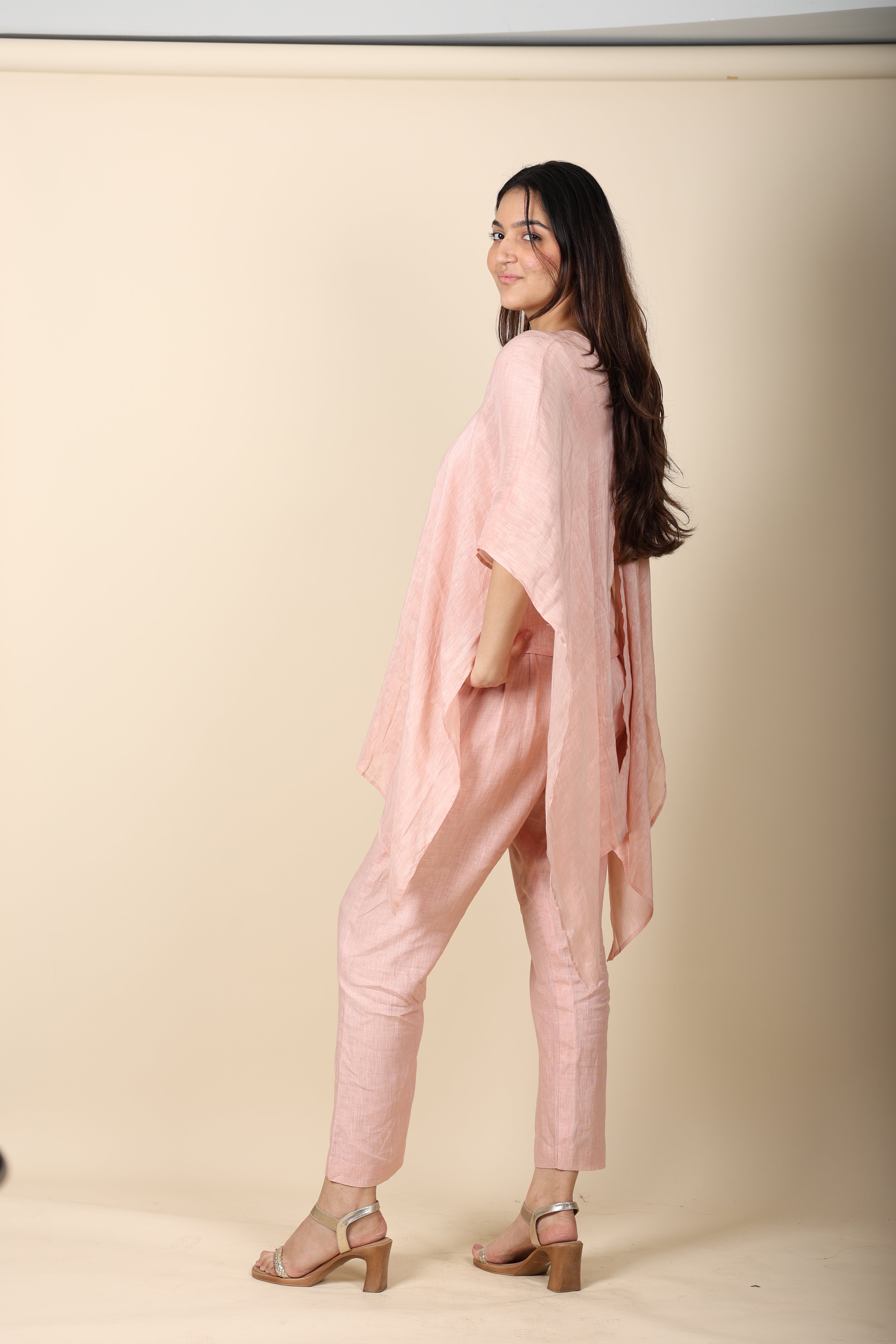 Pink Linen Coord Set – Kaftan Style Top with Pants