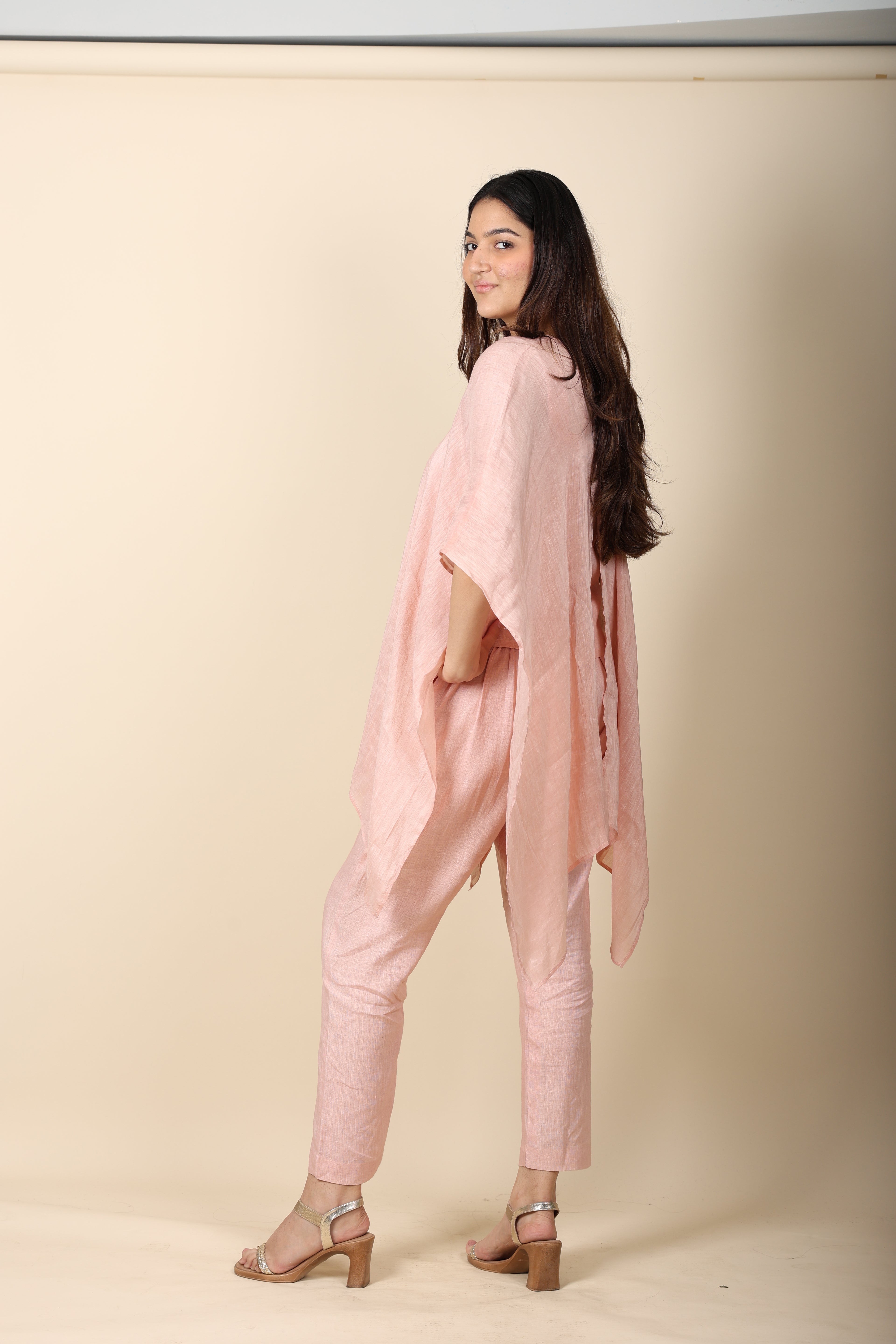 Pink Linen Coord Set – Kaftan Style Top with Pants