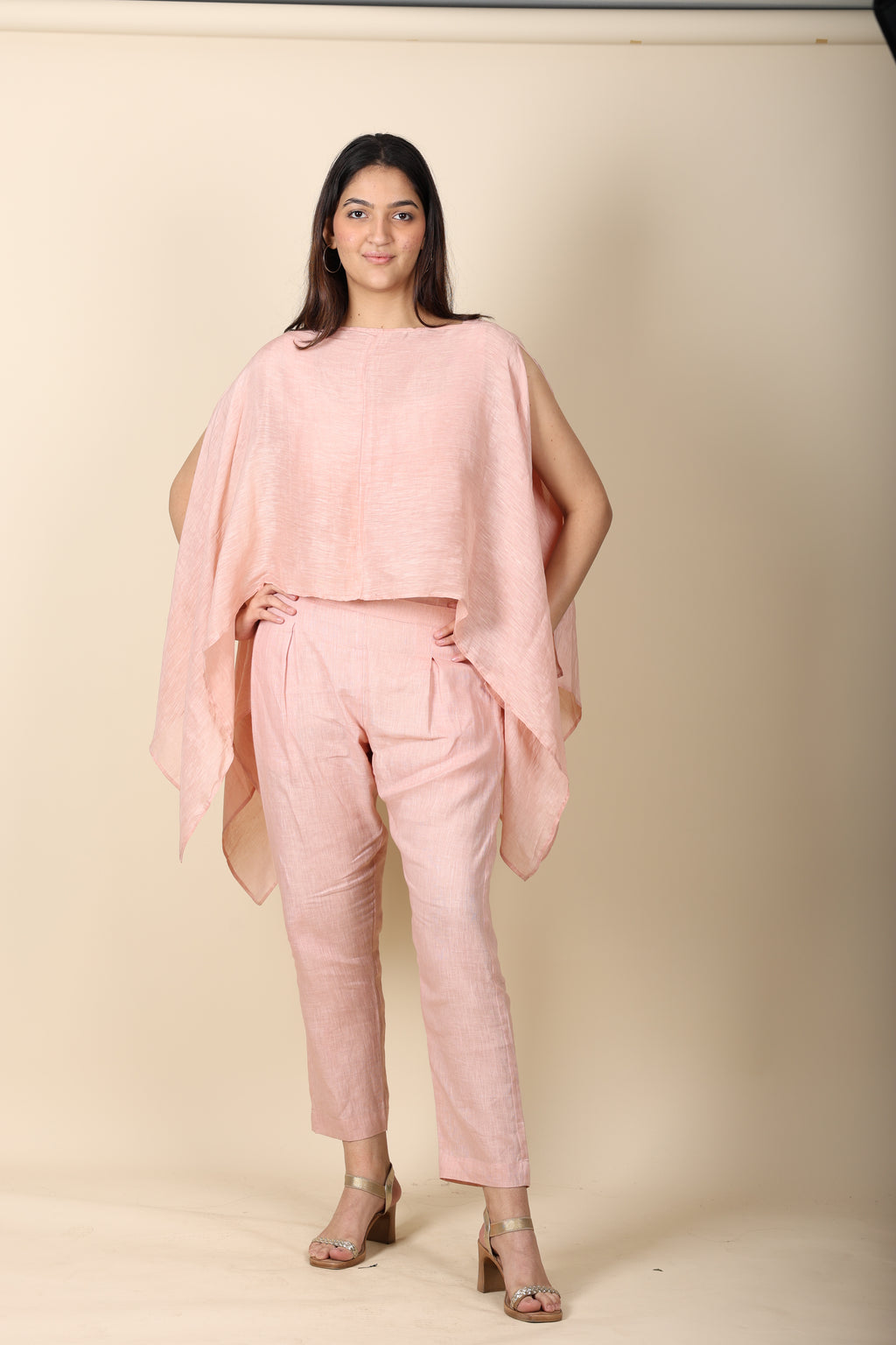 Pink Linen Coord Set – Kaftan Style Top with Pants