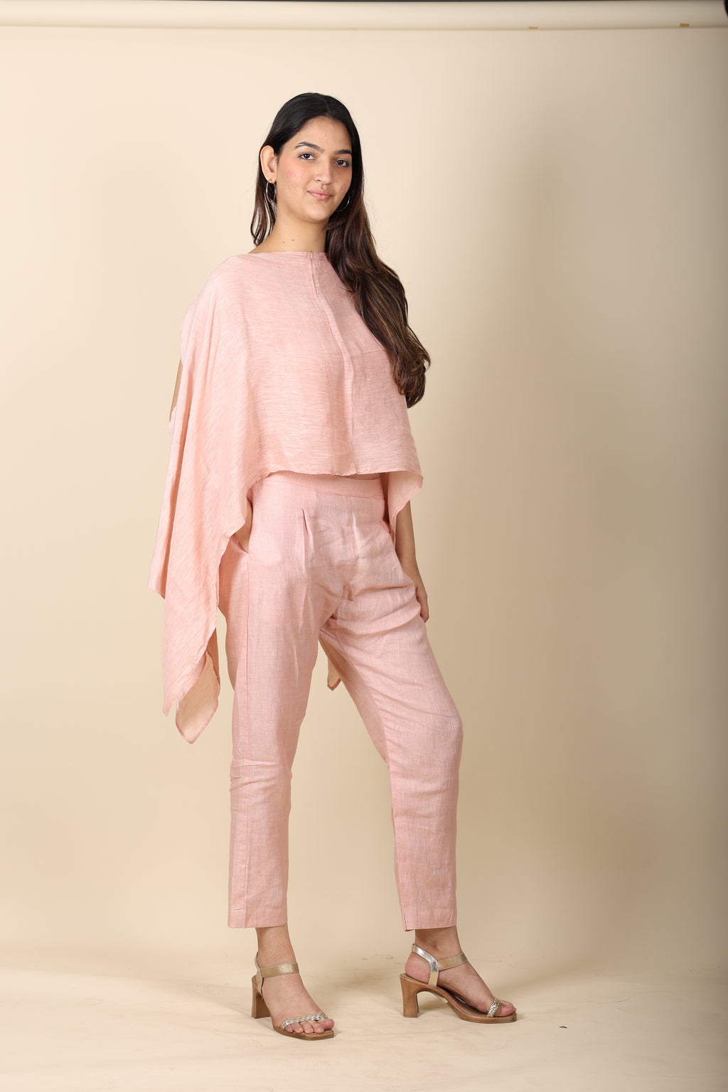 Pink Linen Coord Set – Kaftan Style Top with Pants