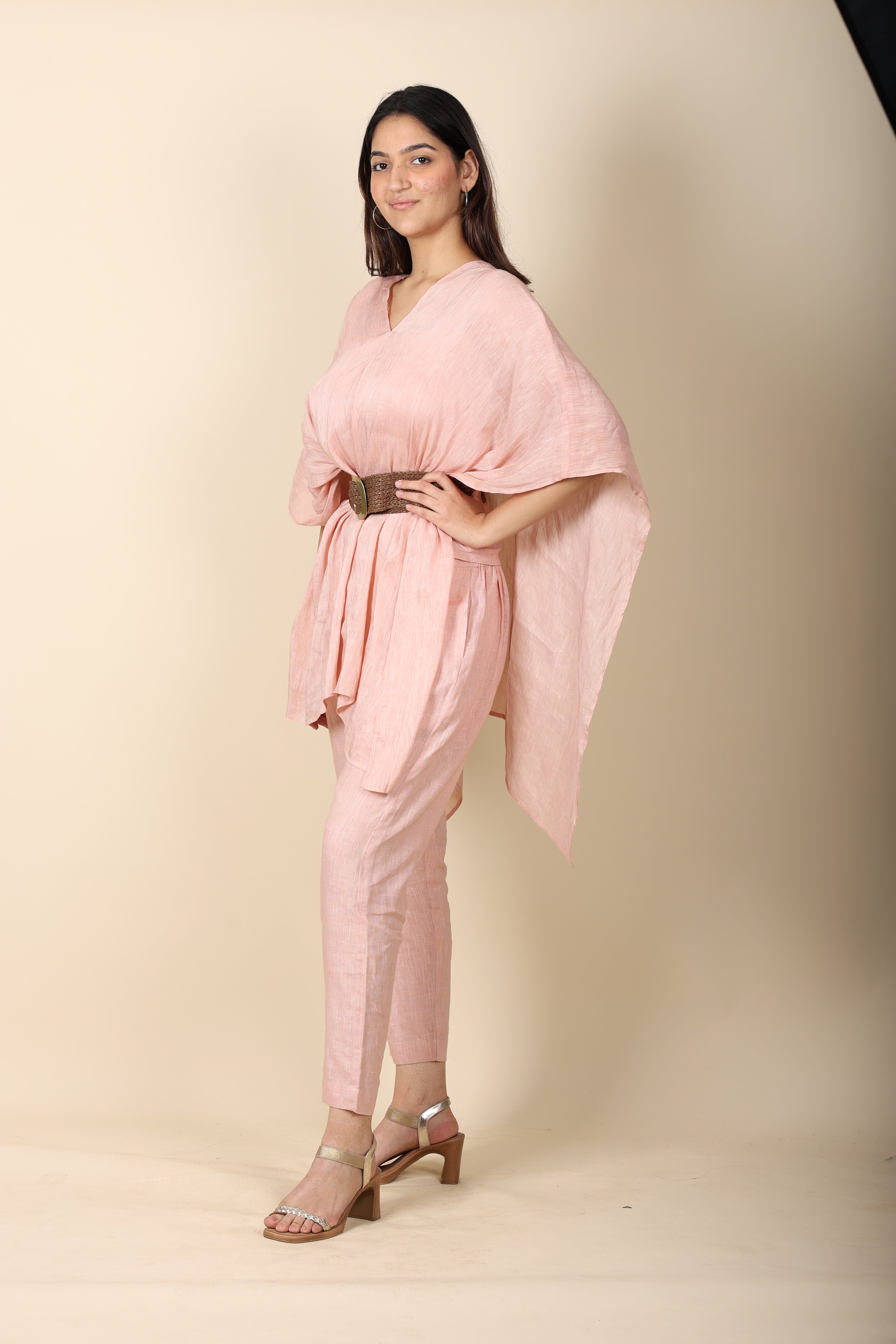 Pink Linen Coord Set – Kaftan Style Top with Pants