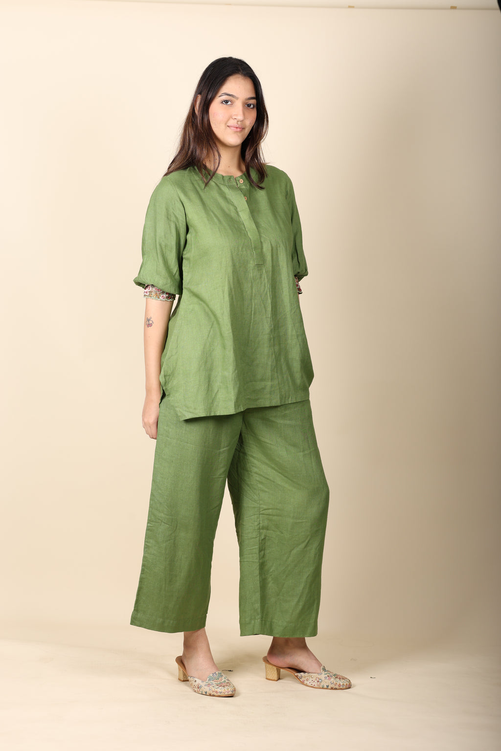 Green Linen Coord Set