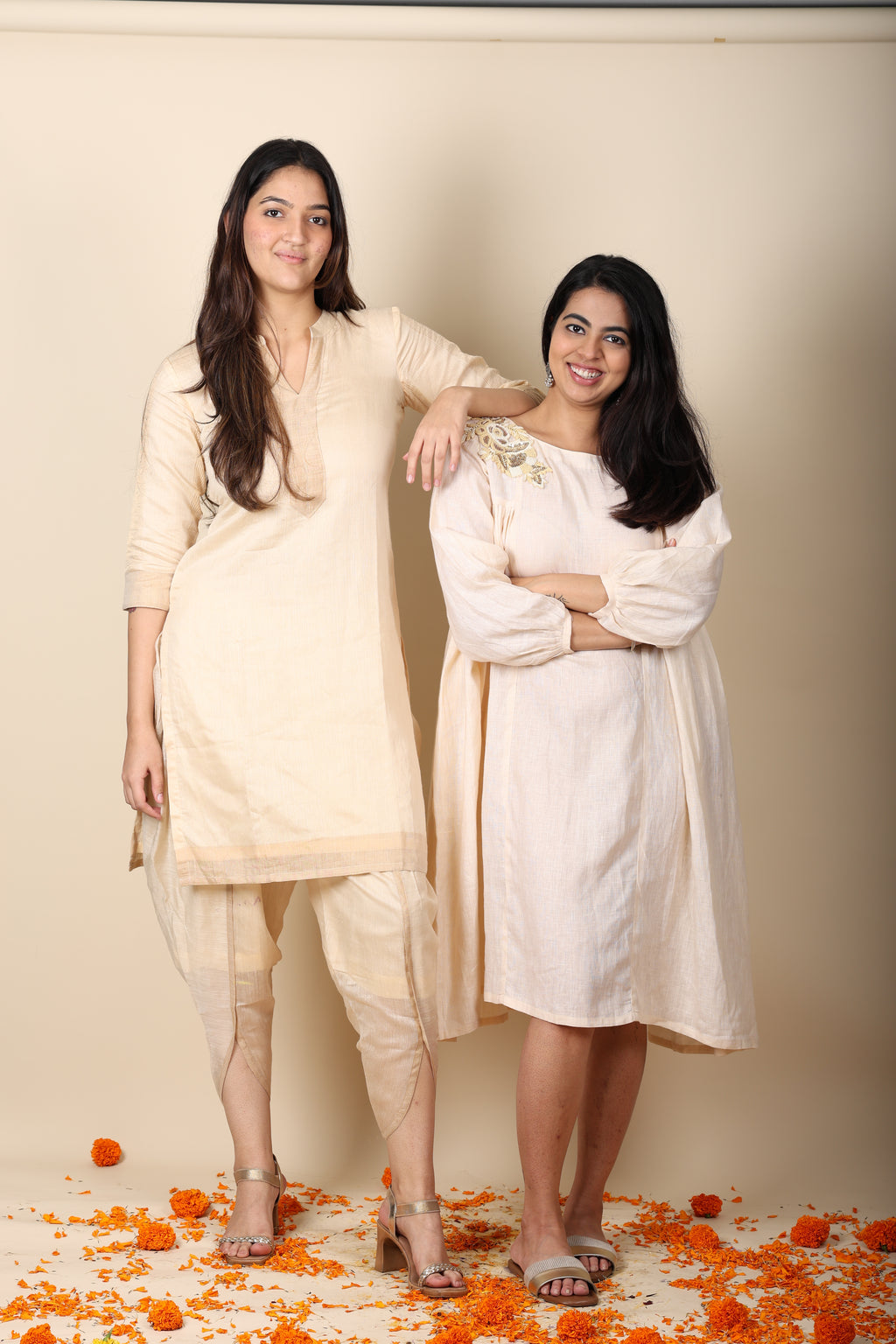 Women’s Linen Dress with Zardosi