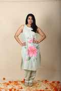 Green Hand-Painted Pearl Kurti
