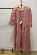 Dori tie pintucks kurti set with heavy tassels