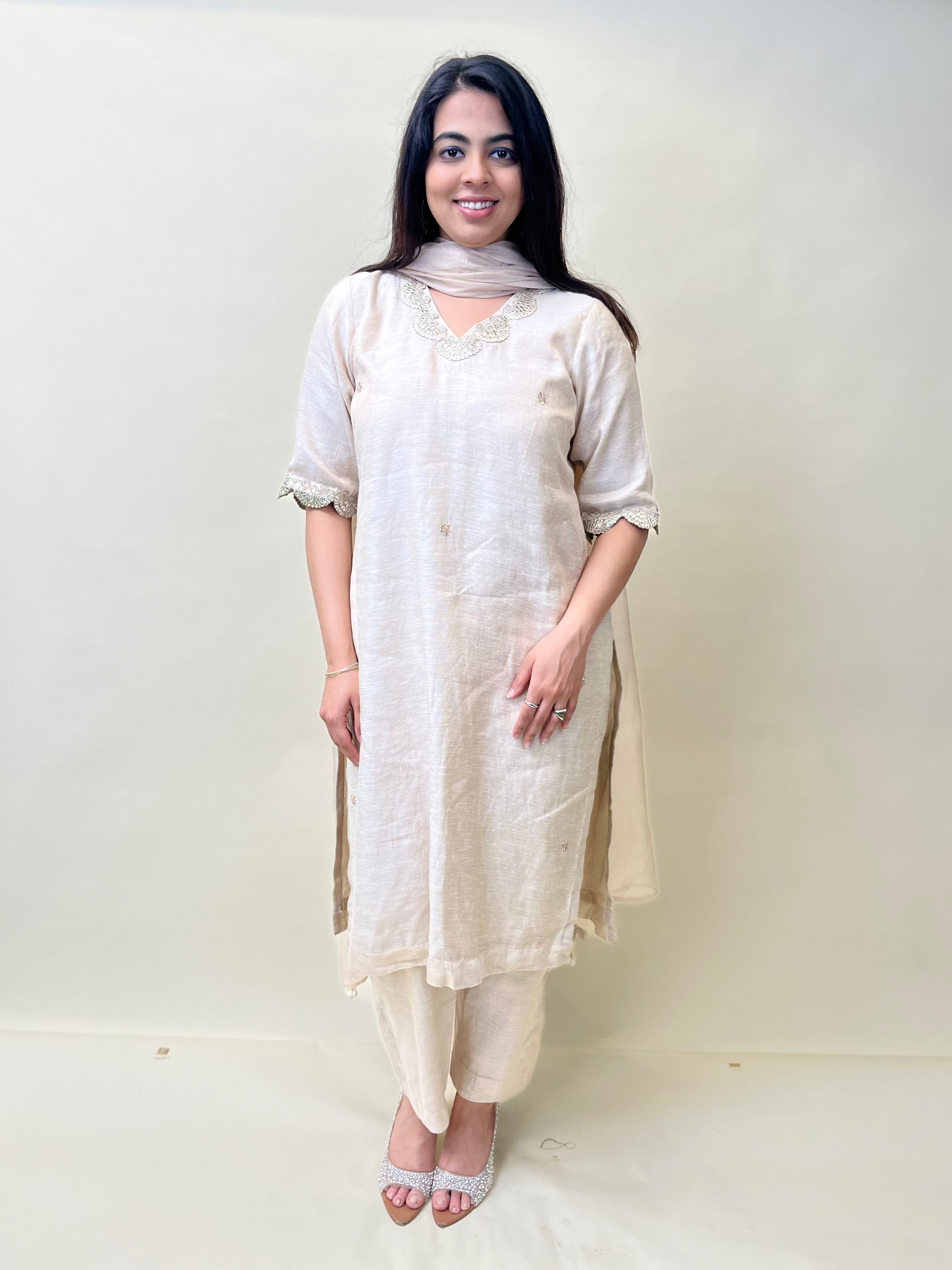 Off white Linen Tissue Coord Set