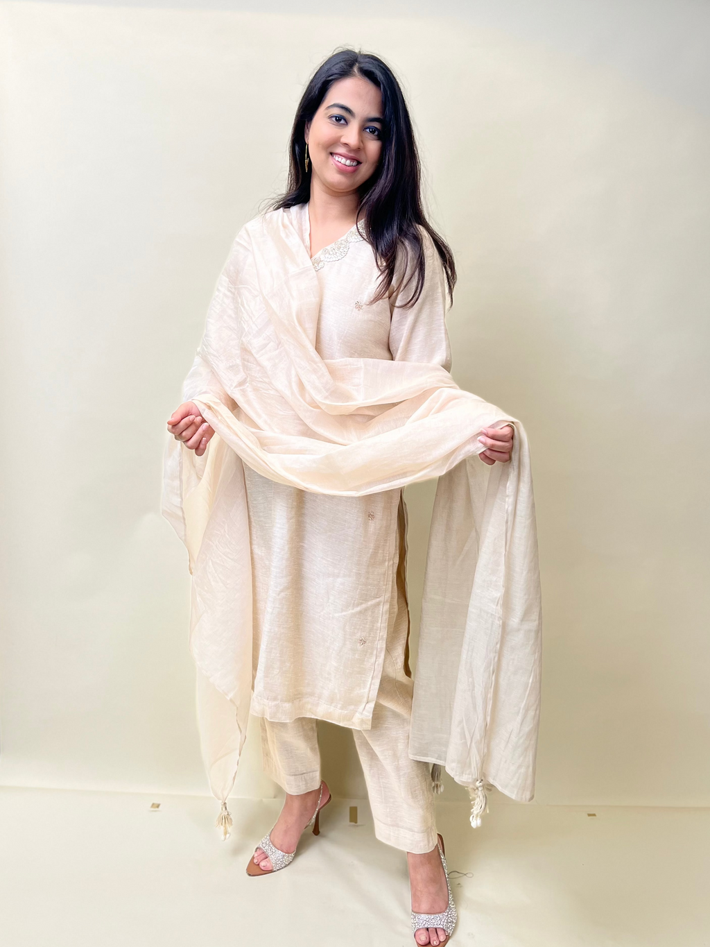 Off white Linen Tissue Coord Set