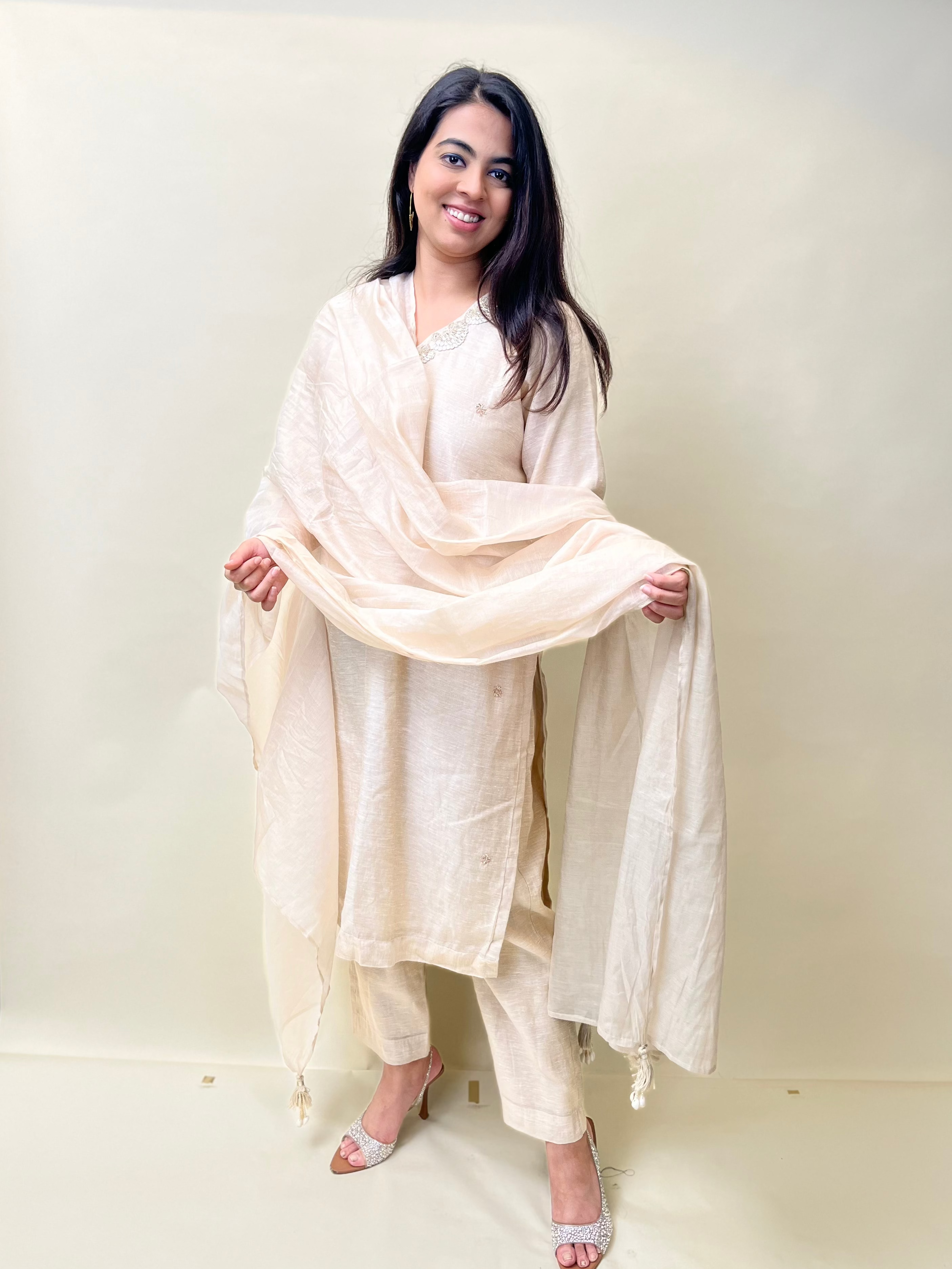 Off white Linen Tissue Coord Set