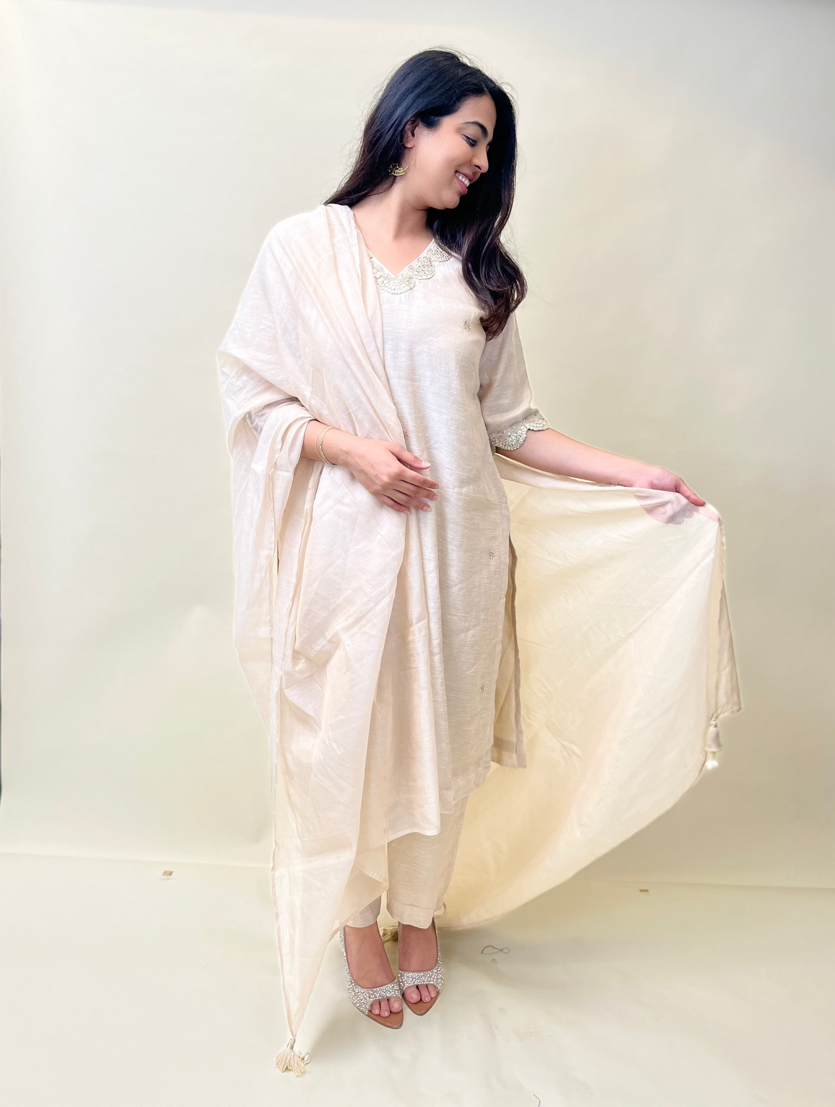 Off white Linen Tissue Coord Set
