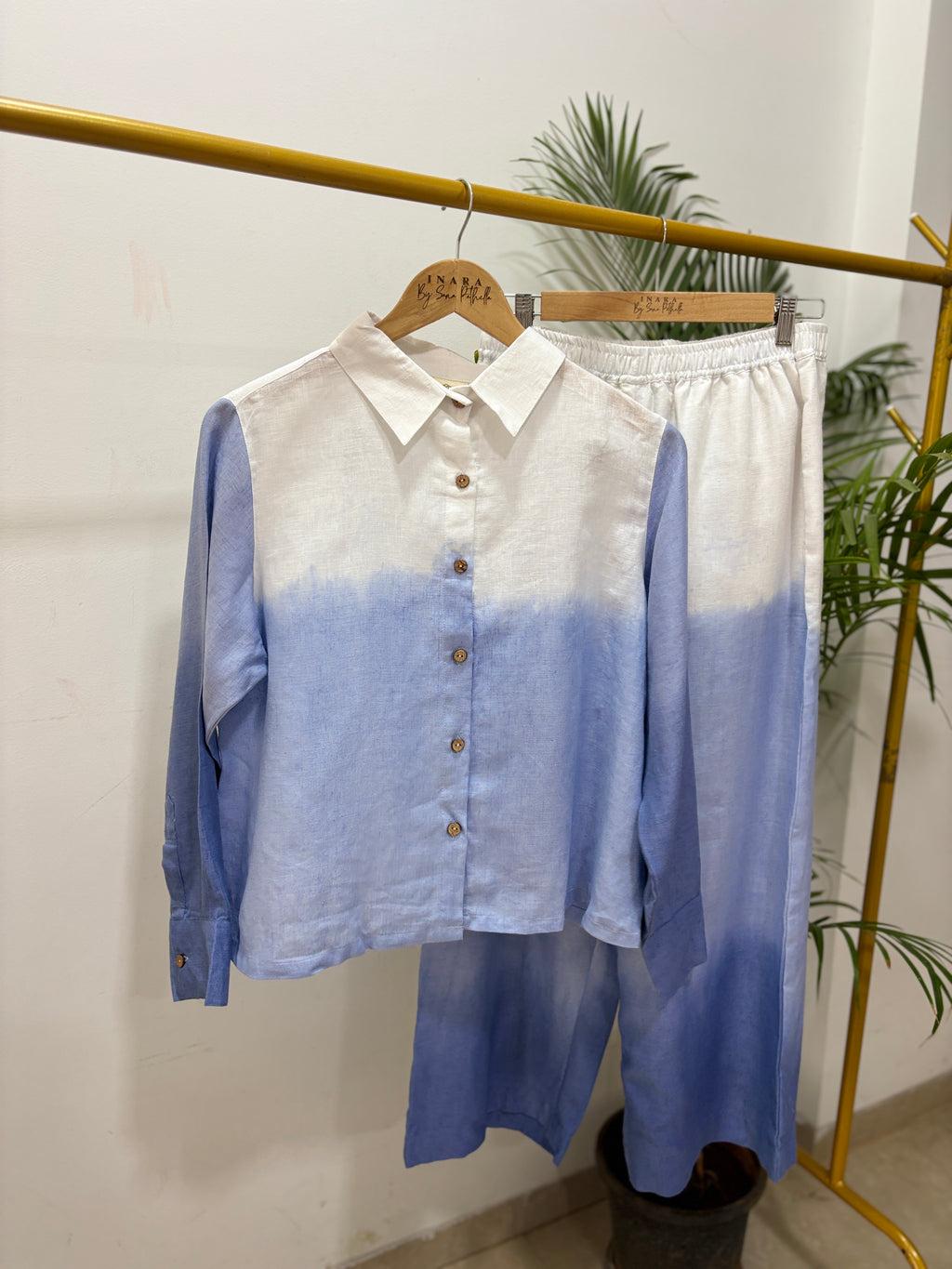 Blue Ombre Linen Co-ord Set