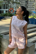 Linen Flower Co-ord Set  Pink  100% Linen Summer Two-Piece