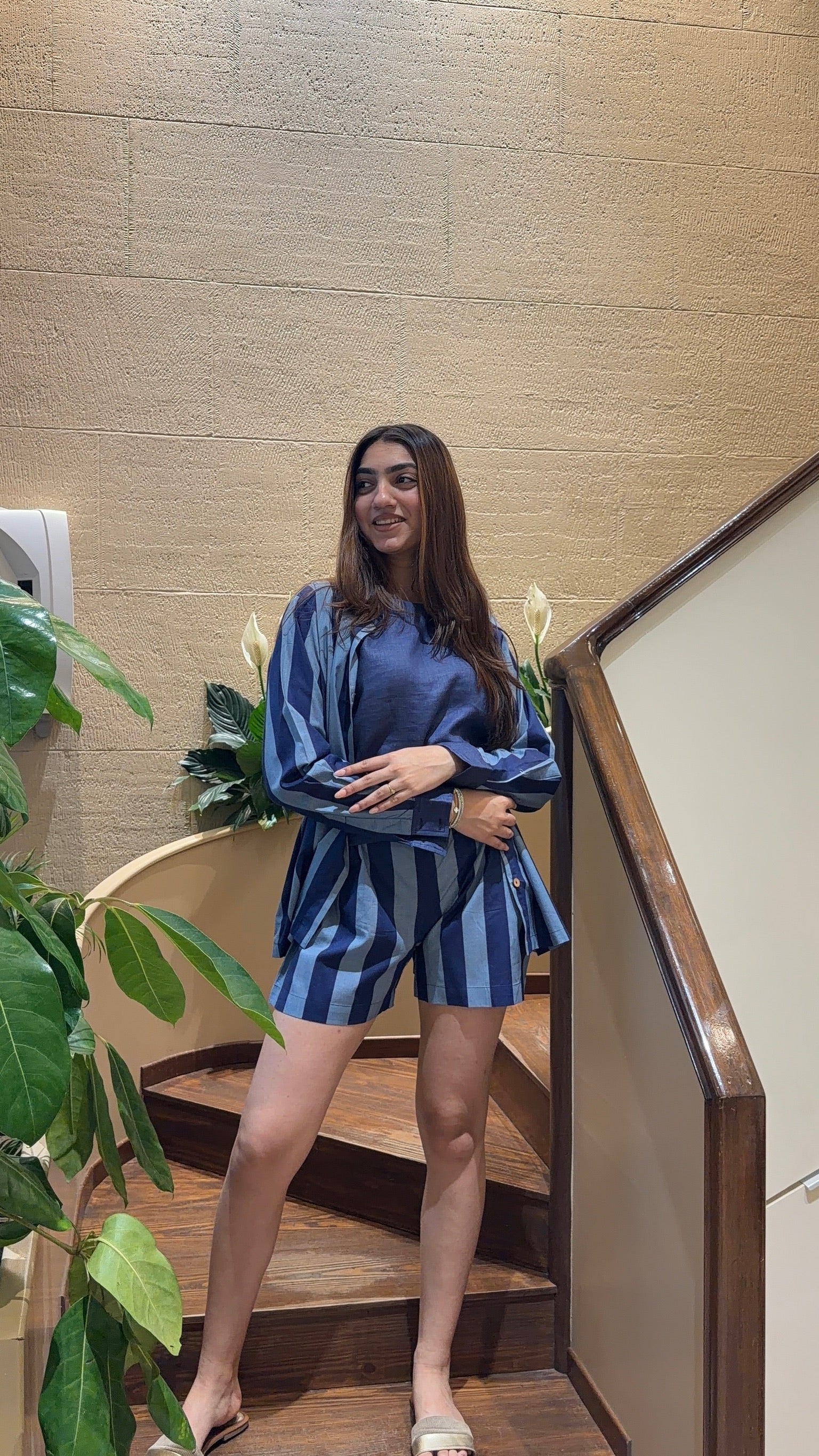 Indigo Stripe Coord Set