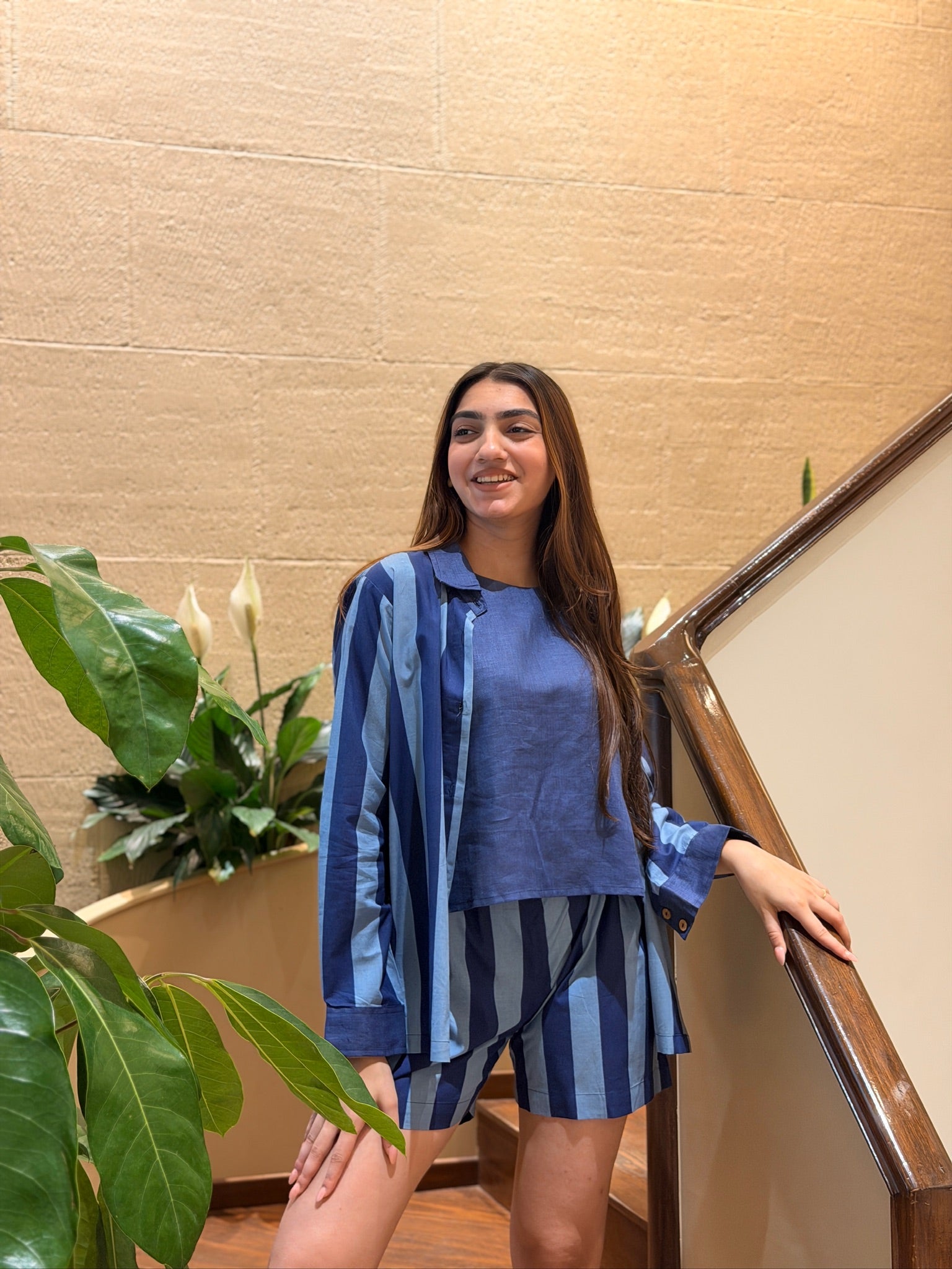 Indigo Stripe Coord Set
