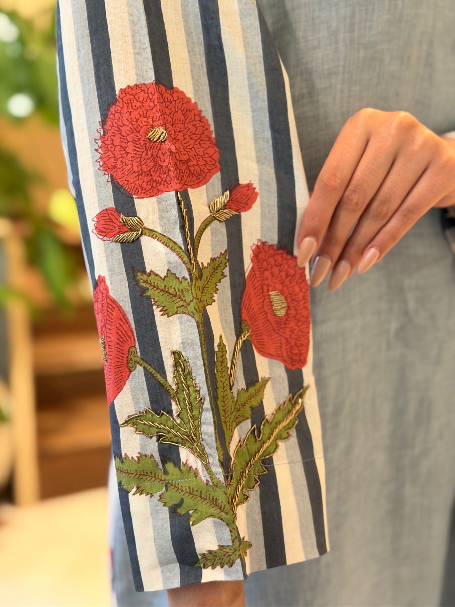 Powder Blue Accent Linen Dress